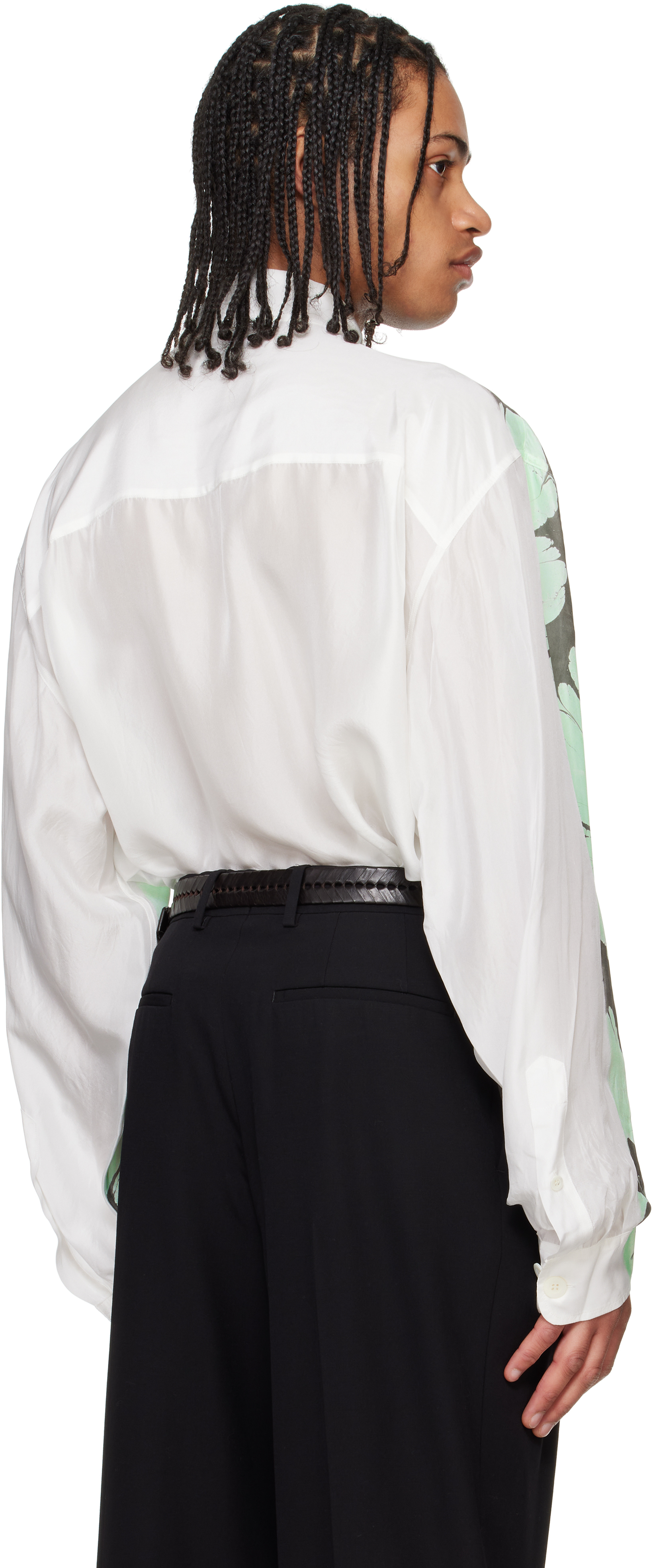Dries Van Noten Green & White Printed Shirt In 976 Dessin B