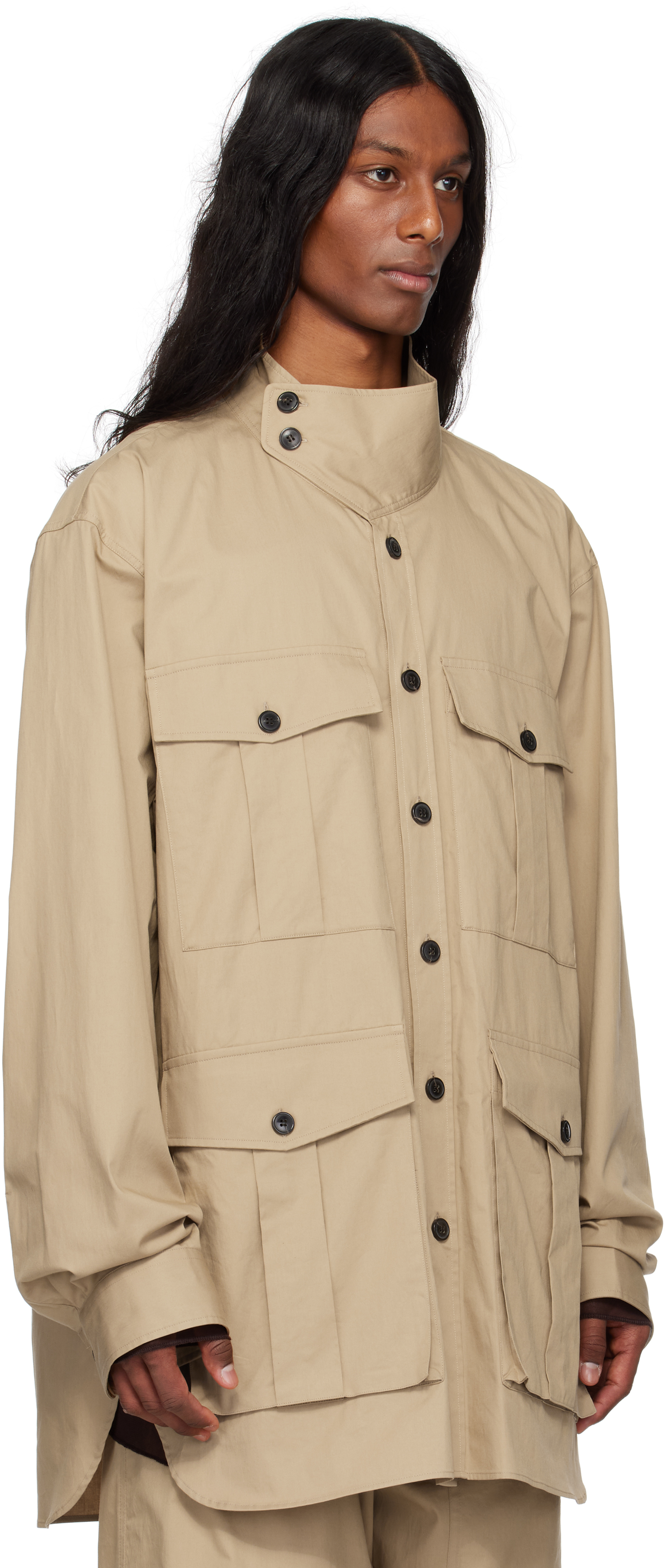 Dries Van Noten Beige Twill Overshirt In 103 Beige