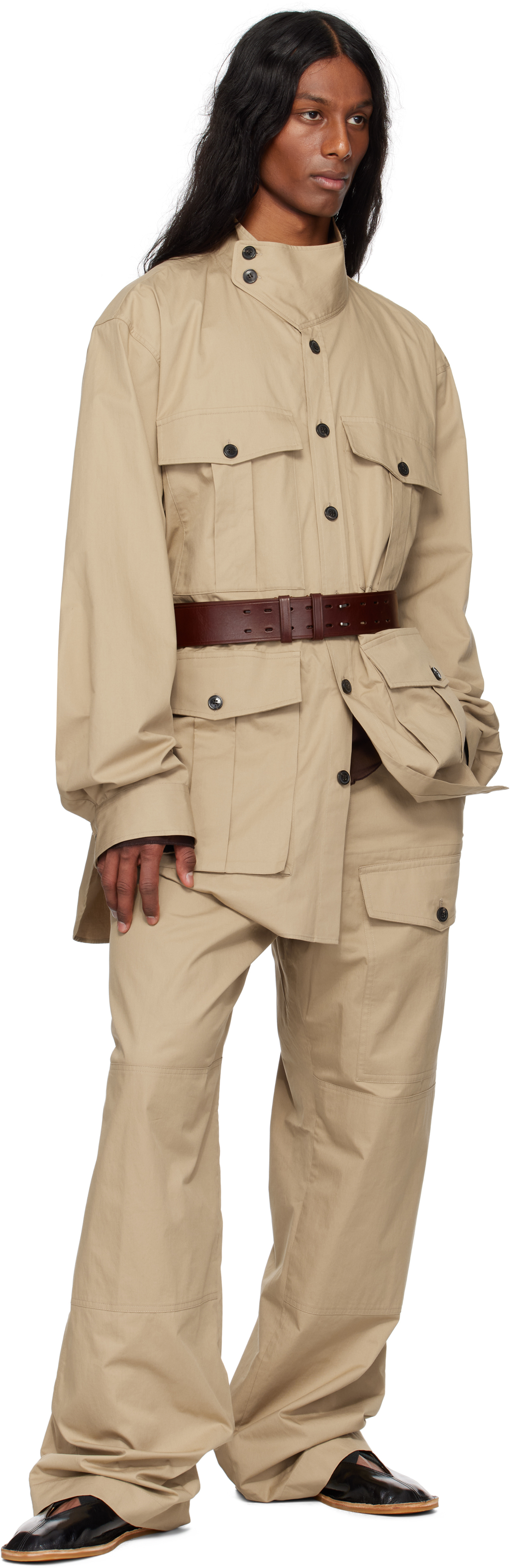Dries Van Noten Beige Twill Overshirt In 103 Beige