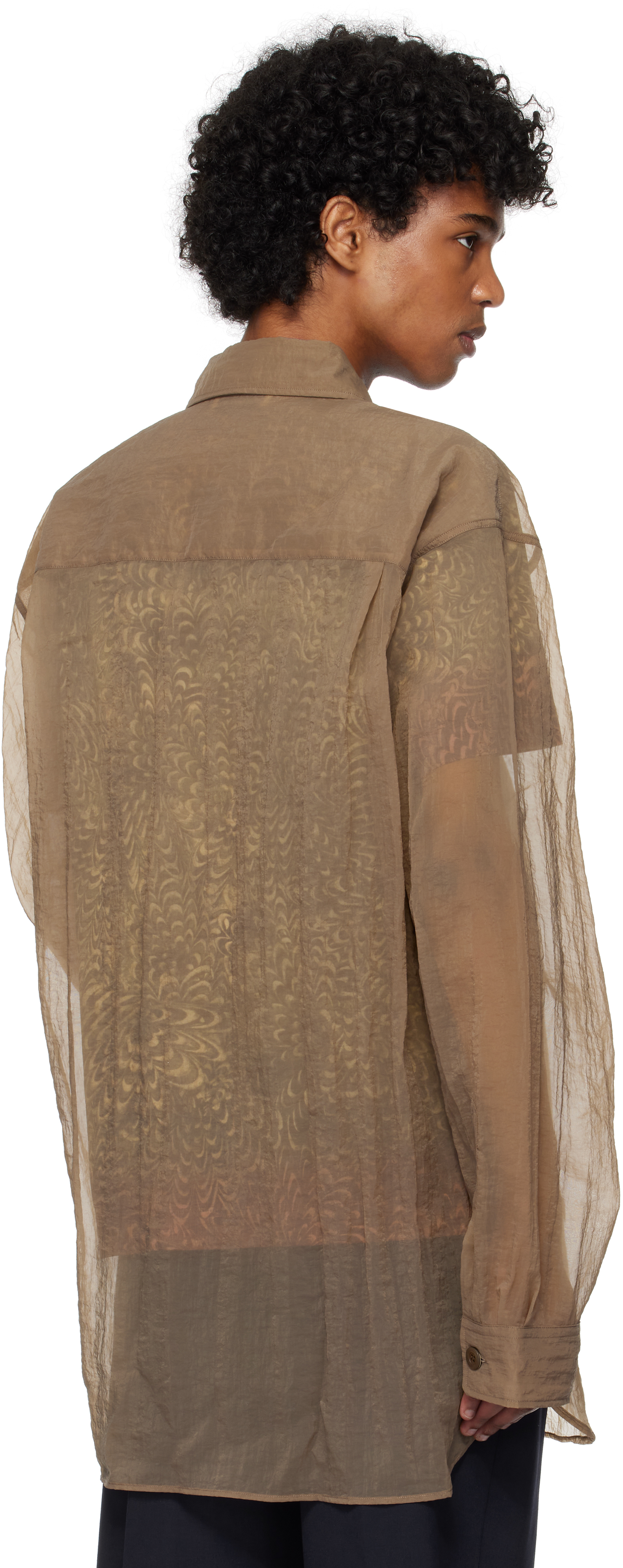 Dries Van Noten Brown Crinkled Shirt In 703 Brown