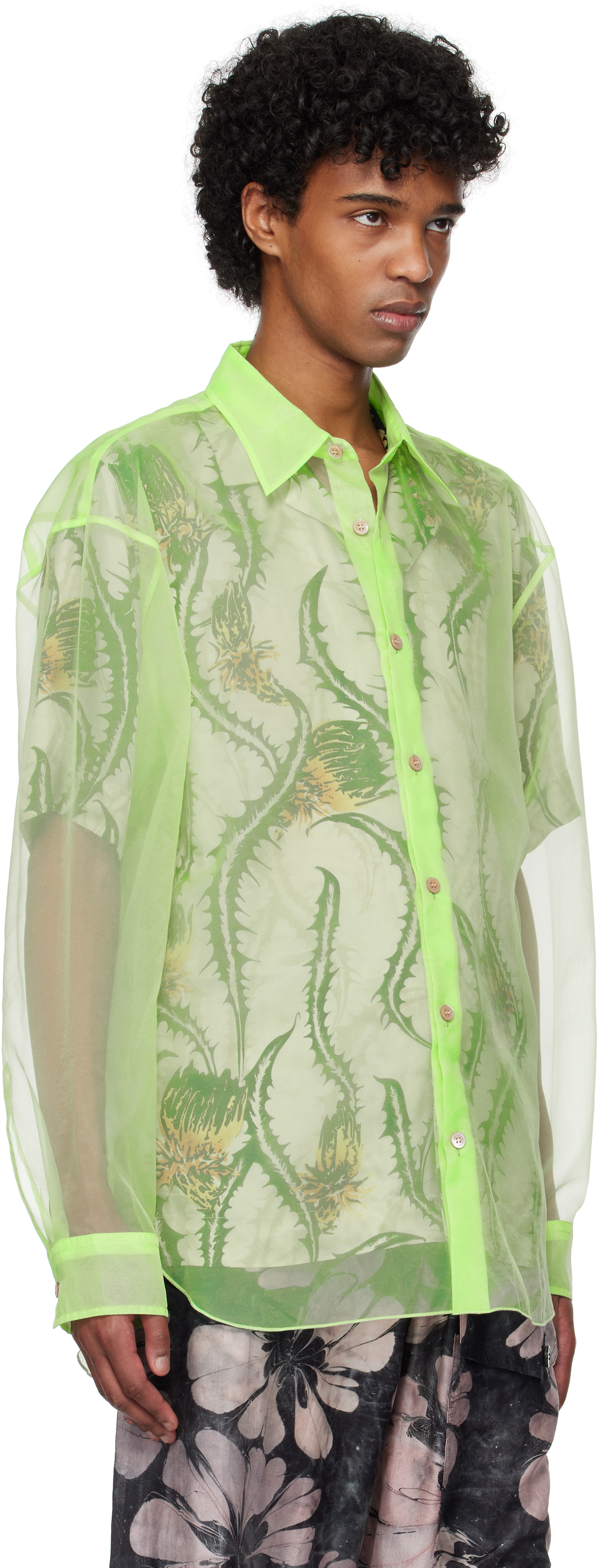 Dries Van Noten Green Organza Shirt In 601 Light Green