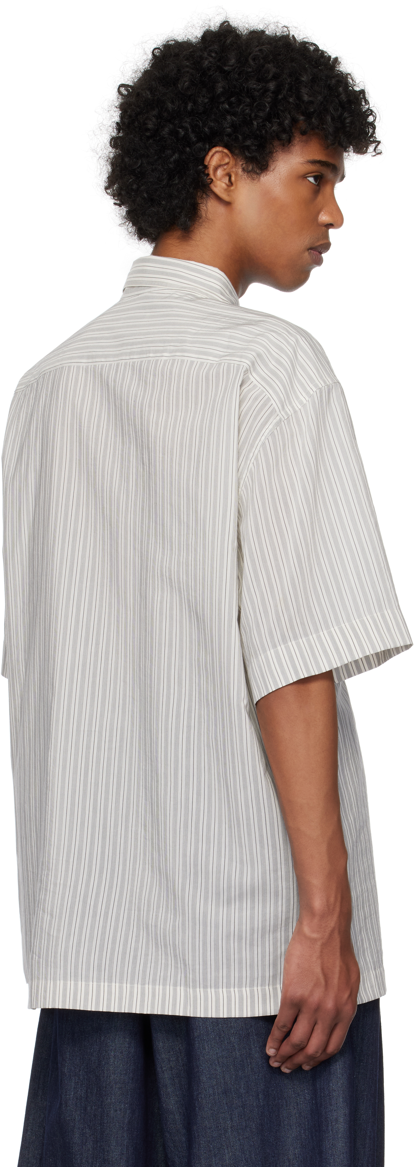 Dries Van Noten Gray Striped Shirt In 800 Light Grey