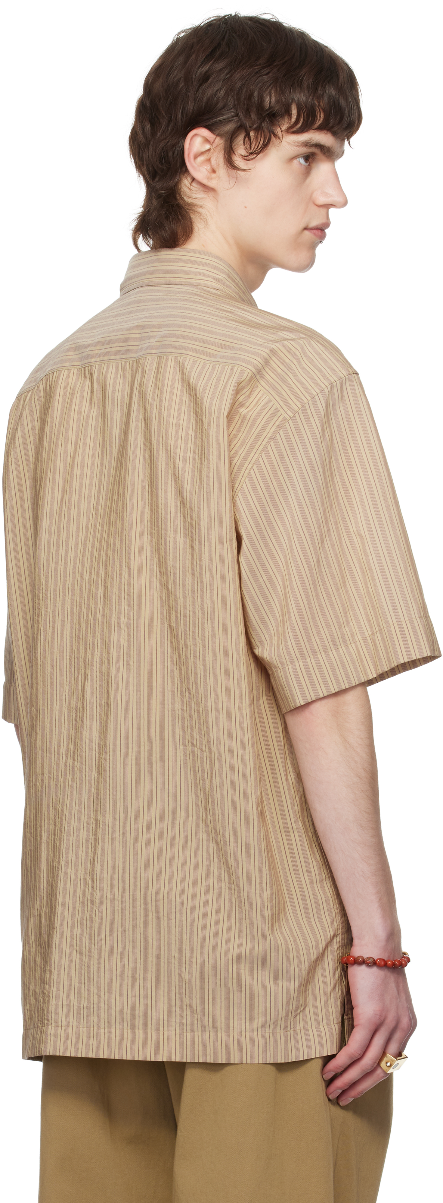 Dries Van Noten Brown Striped Shirt In 101 Sand