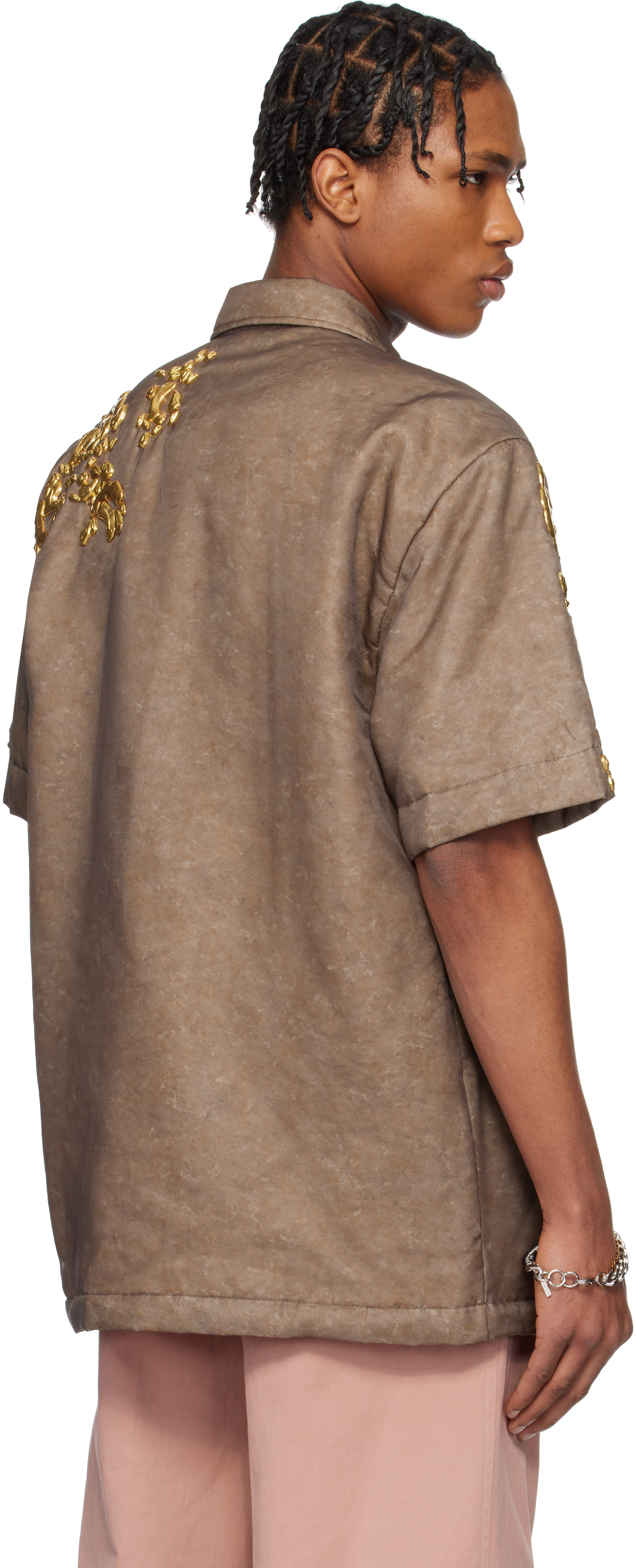 Dries Van Noten Brown Graphic Hardware Shirt In Brown 703