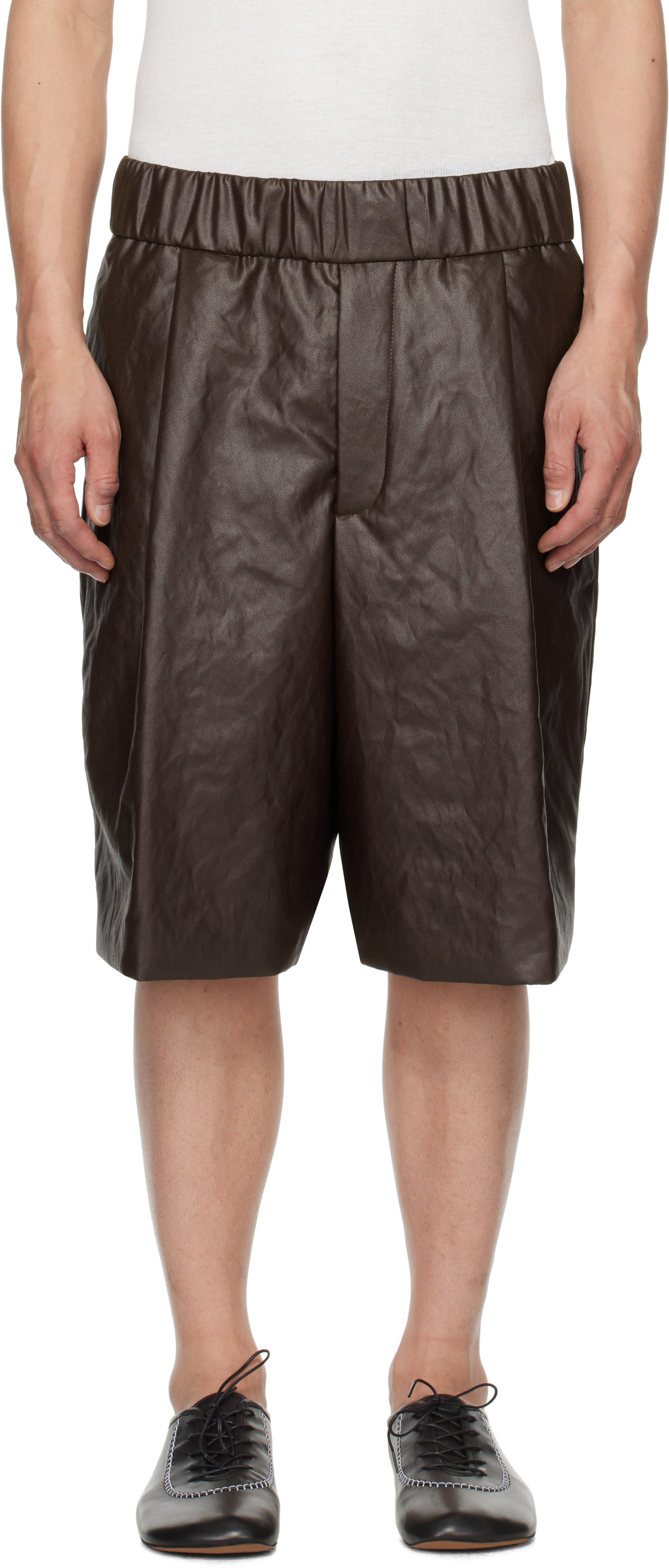 Brown Pleated Shorts