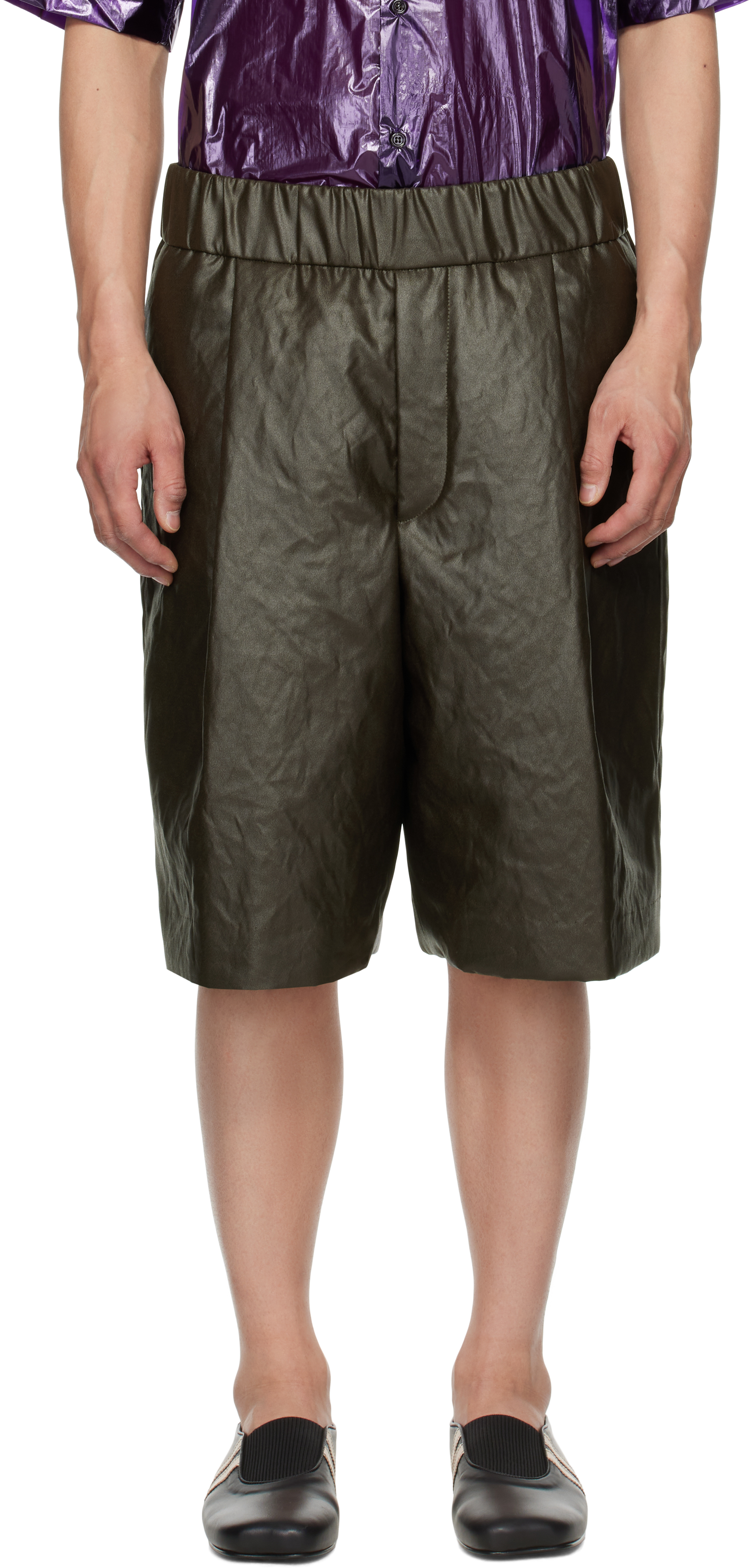 Khaki Pleated Shorts