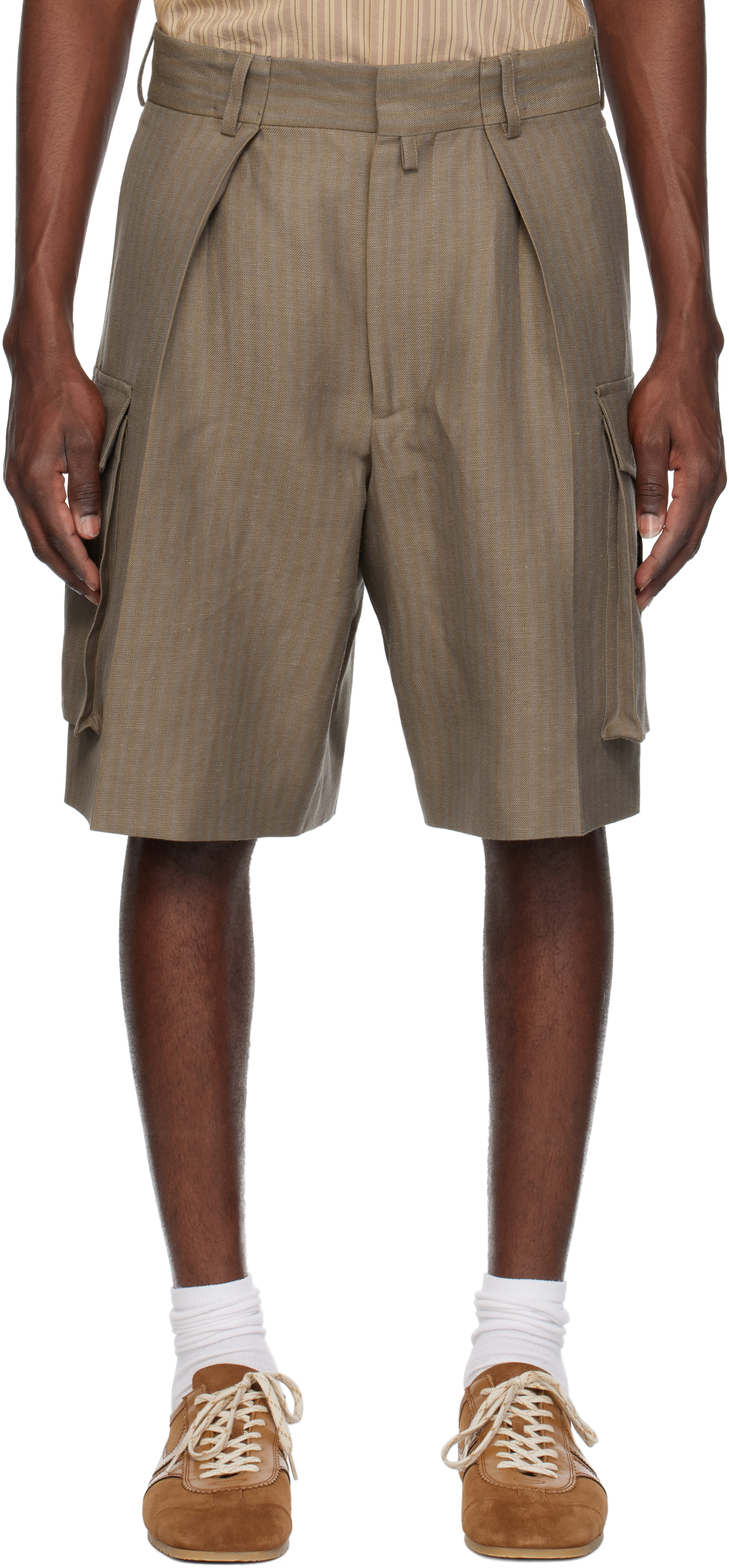 Brown Pleated Shorts