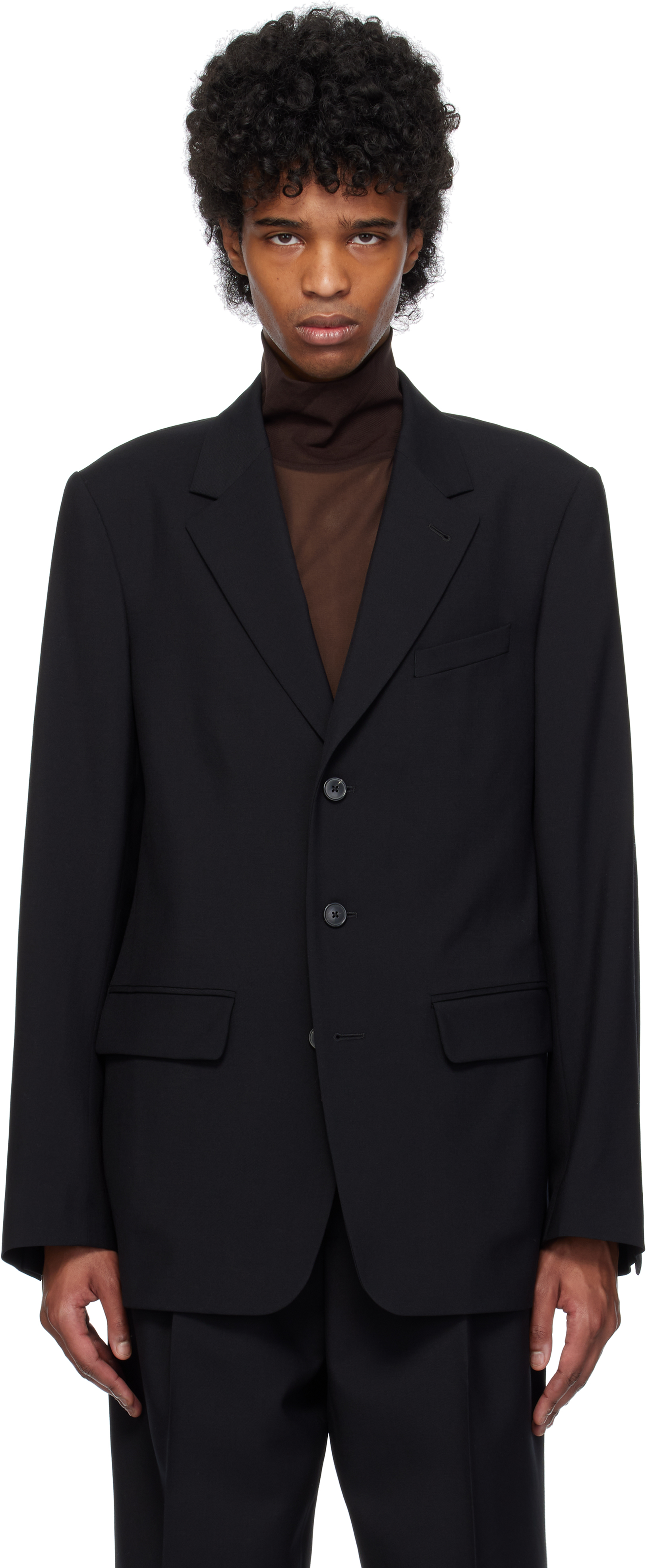 Black Wool Twill Blazer