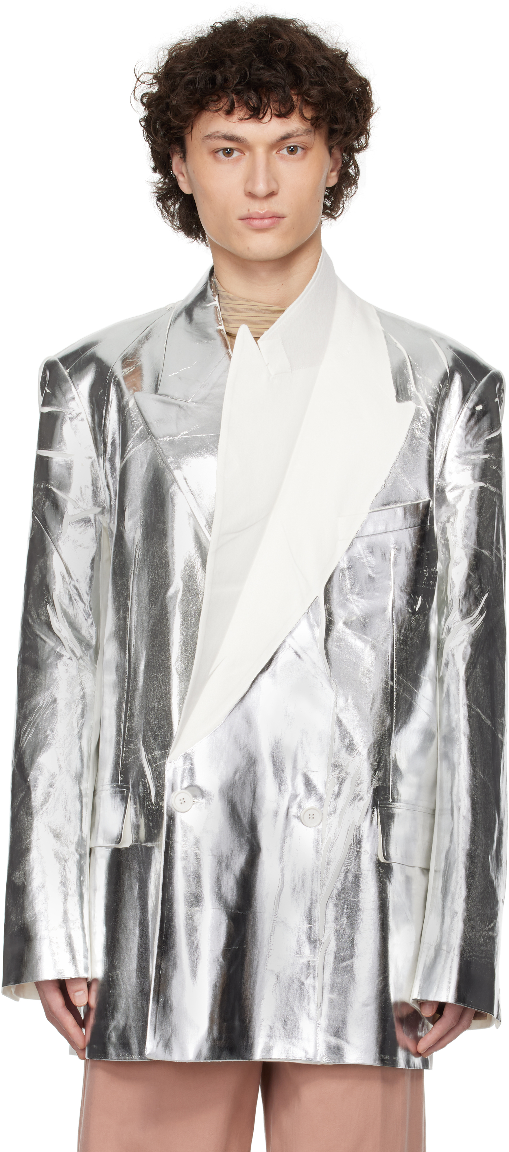 White Double-Breasted Blazer