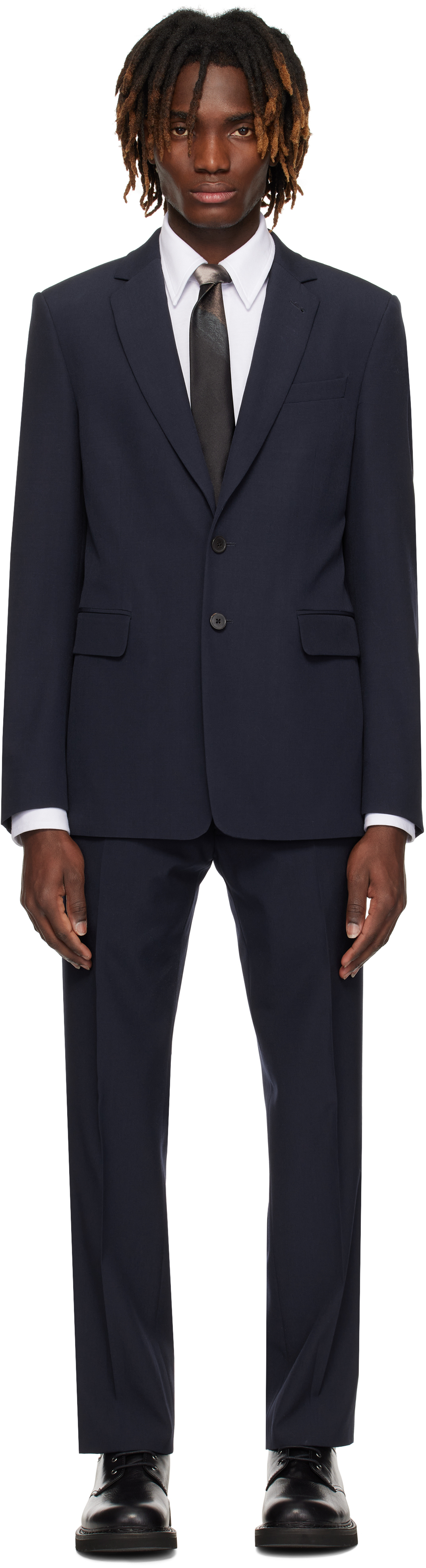 【関税込み】Dries Van Noten ネイビー スリムフィット スーツ Dries Van Notenのネイビー スリムフィット スーツがセール中