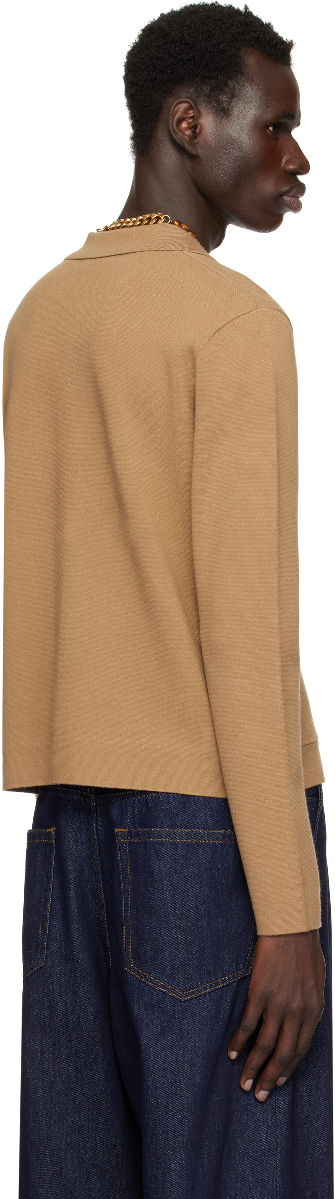 Dries Van Noten Tan Spread Collar Cardigan In 102 Camel