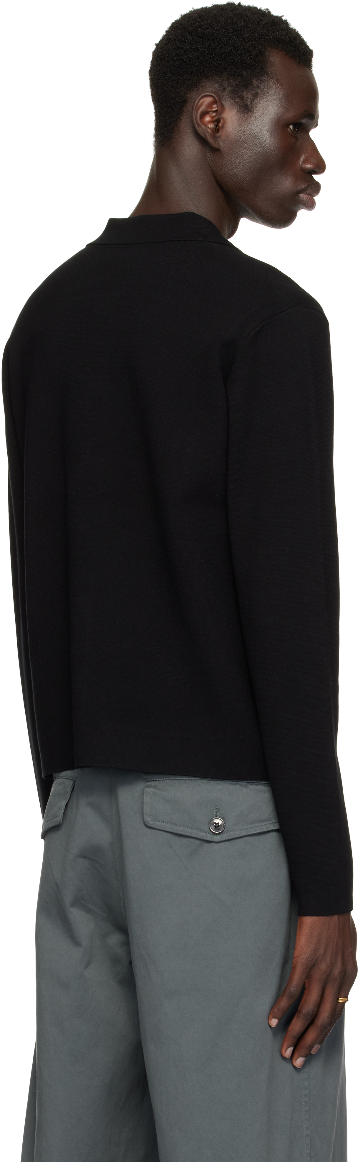 Dries Van Noten Black Spread Collar Cardigan In 900 Black
