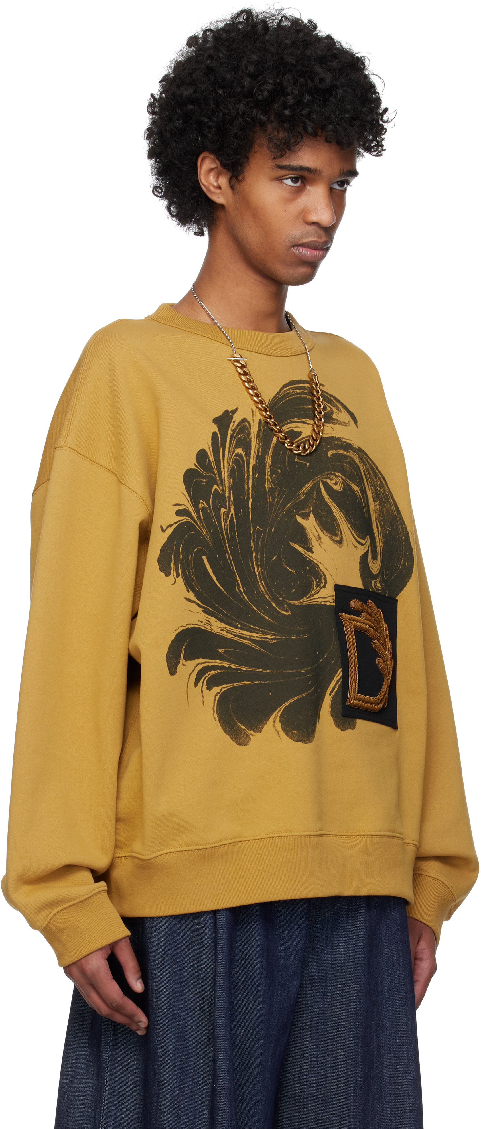 Dries Van Noten Yellow Appliqué Sweatshirt In 205 Ocra