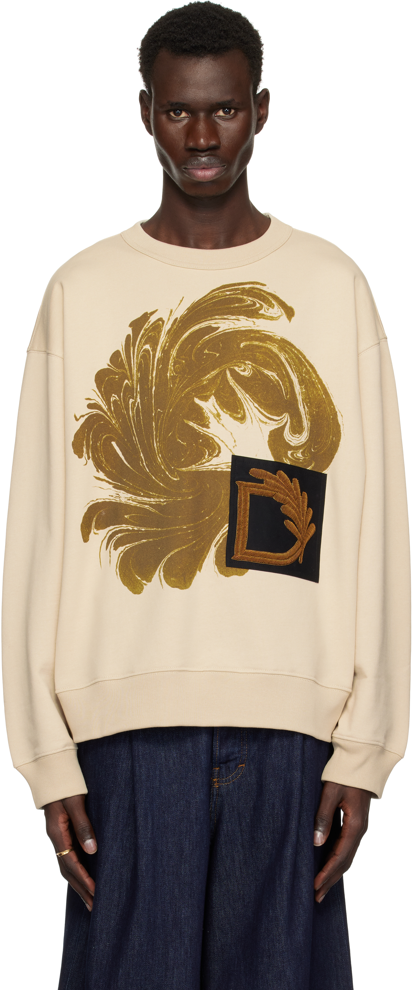 Dries Van Noten Beige Appliqué Sweatshirt In 103 Beige