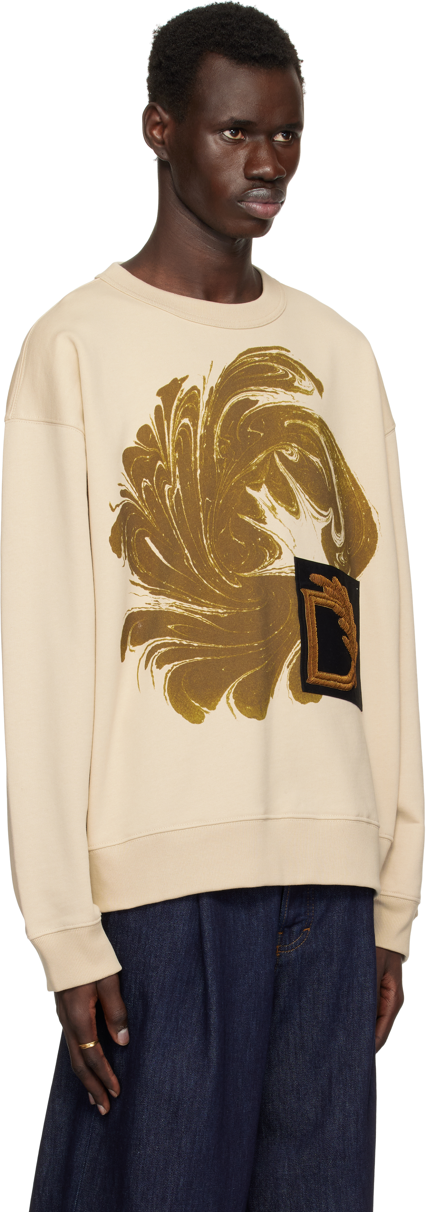Dries Van Noten Beige Appliqué Sweatshirt In 103 Beige