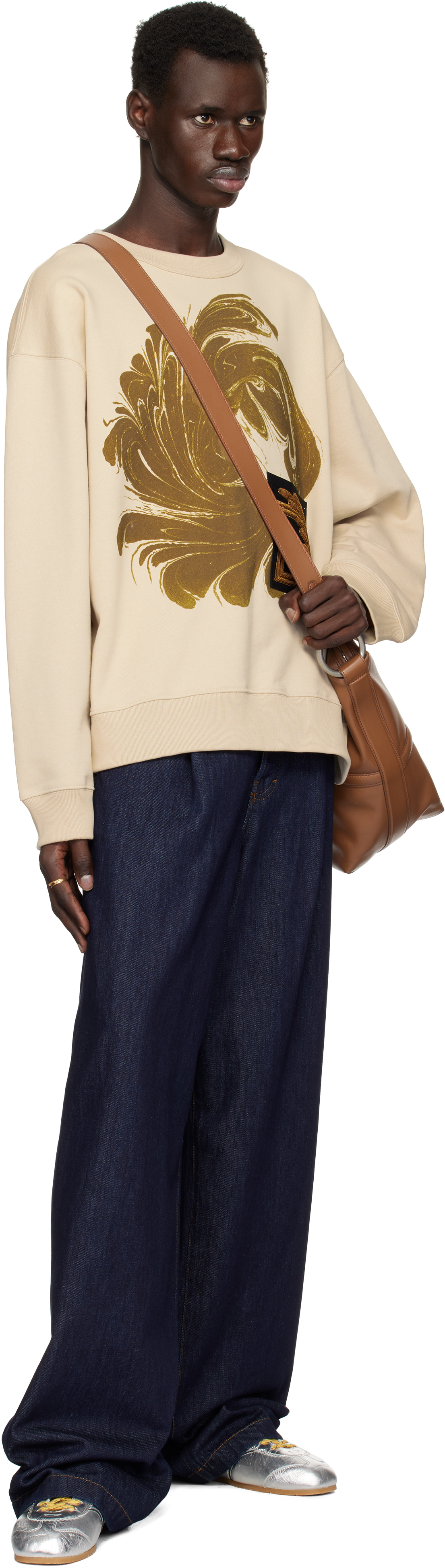 Dries Van Noten Beige Appliqué Sweatshirt In 103 Beige