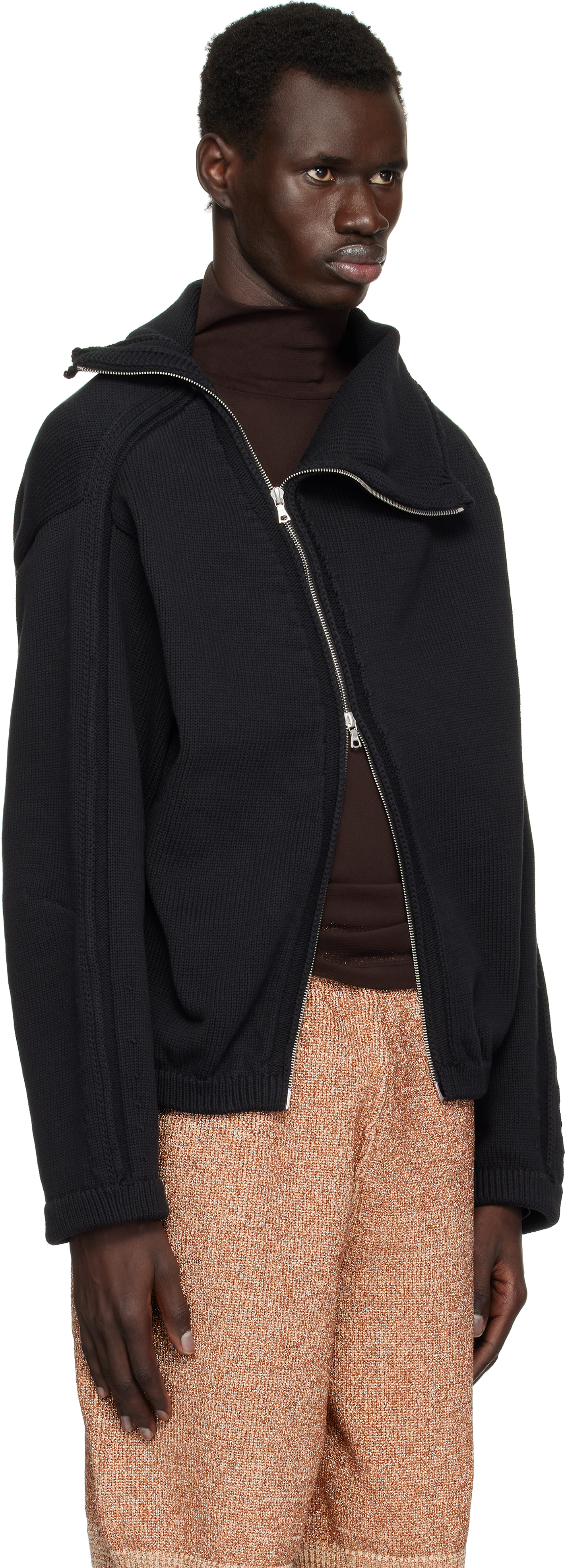 Dries Van Noten Black Zip Cotton Sweater In Black 900