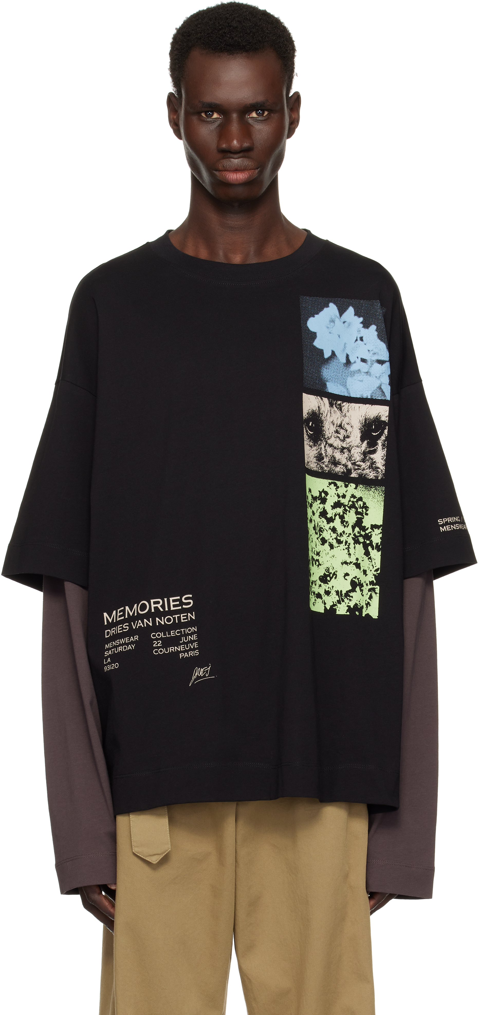 Dries Van Noten: Black Layered T-shirt | SSENSE