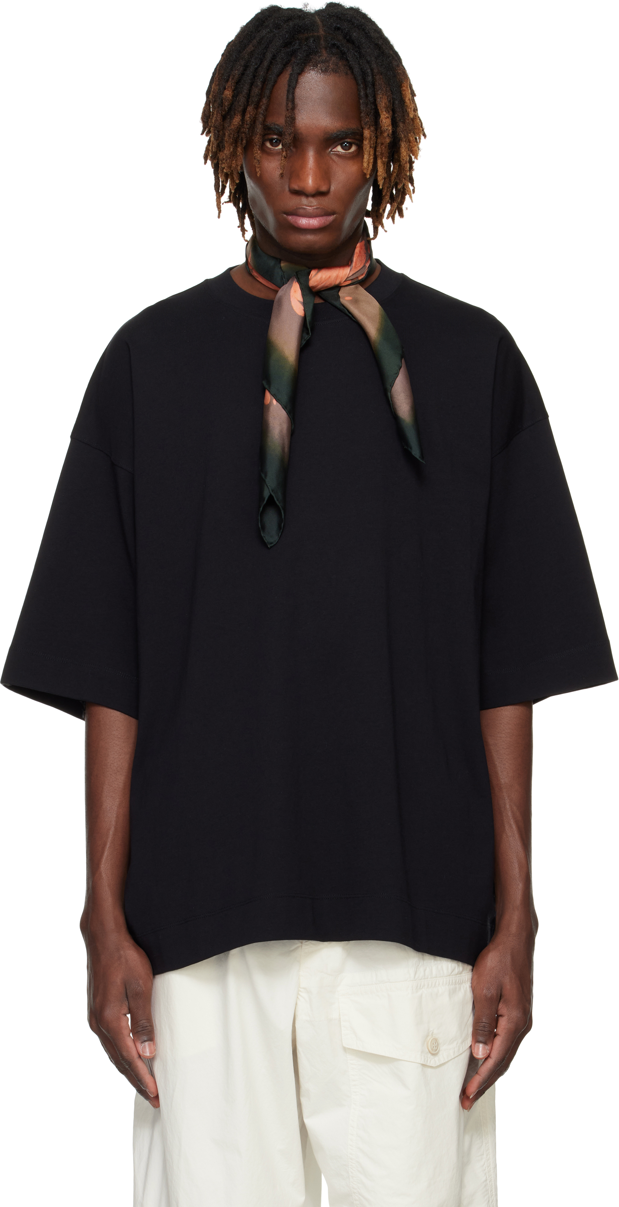国内発送 定番 dries van noten 黒 Tシャツ オーバーサイズ Dries Van Noten: ブラック オーバーサイズ Tシャツ | SSENSE 日本