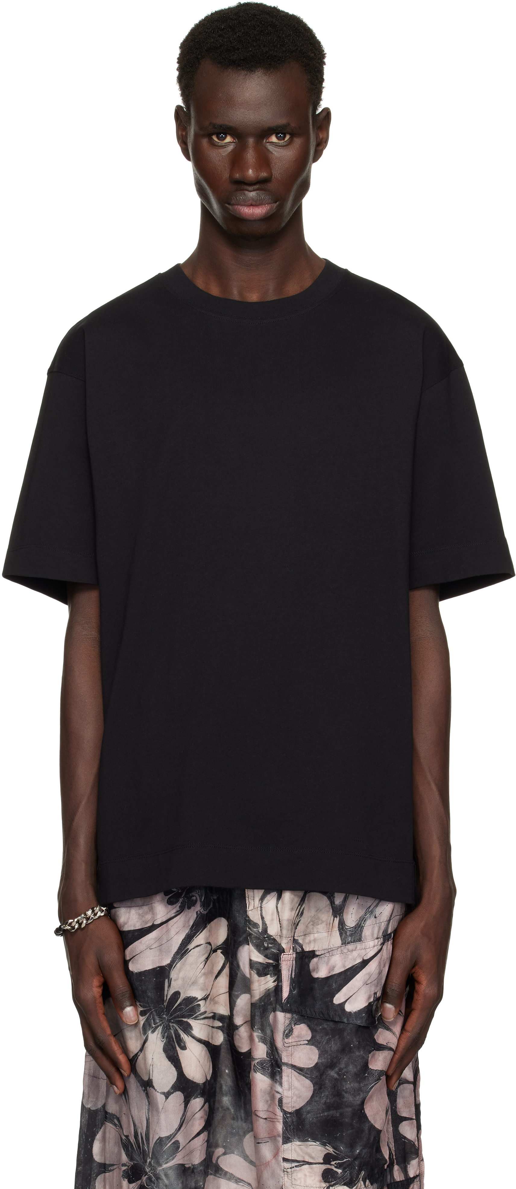 メンズ*DRIES VAN NOTEN*プリントコットン Tシャツ ブラック DRIES VAN NOTEN クルーネック Tシャツ | ブラック | FARFETCH JP