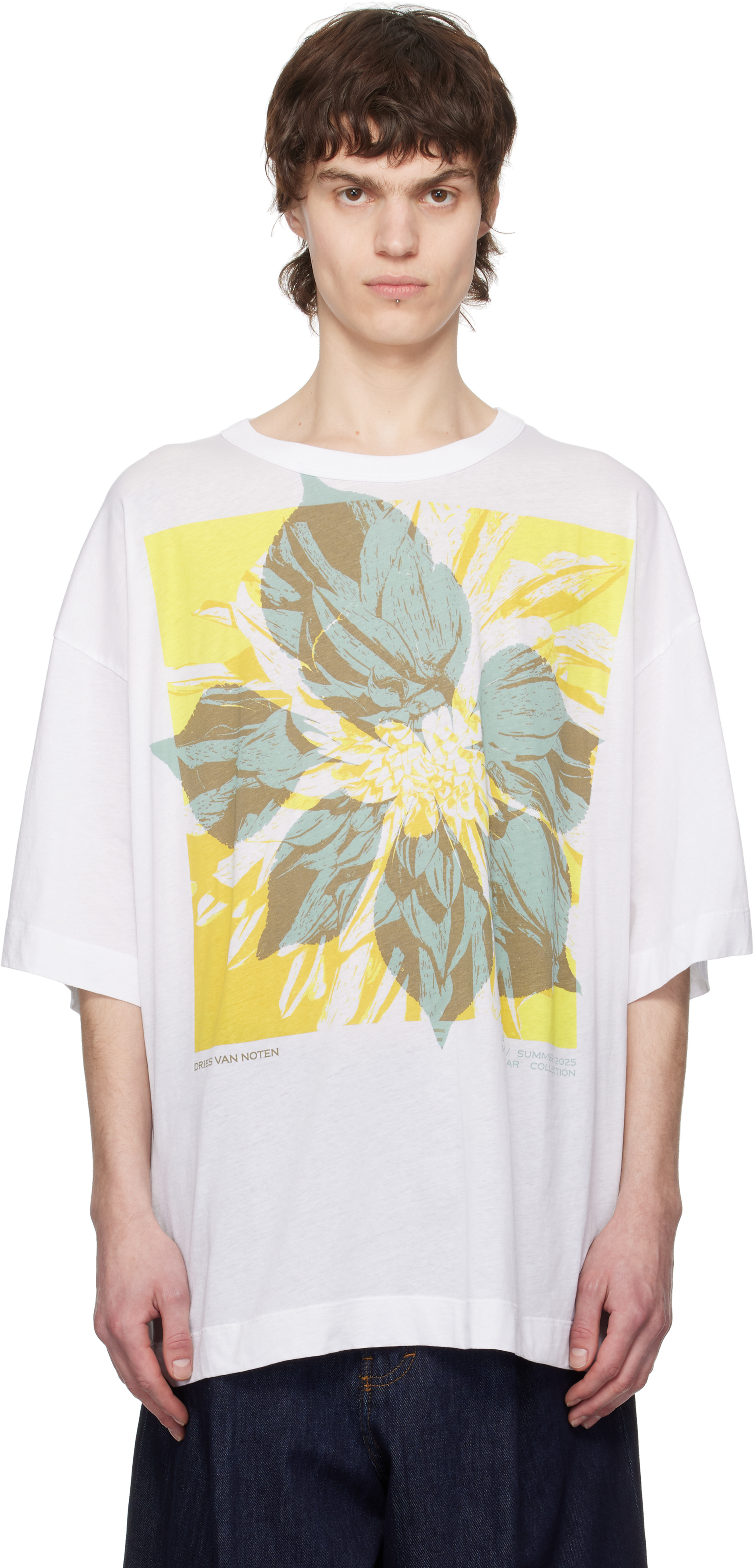 Dries Van Noten White Logo Graphic T-shirt In 1 White