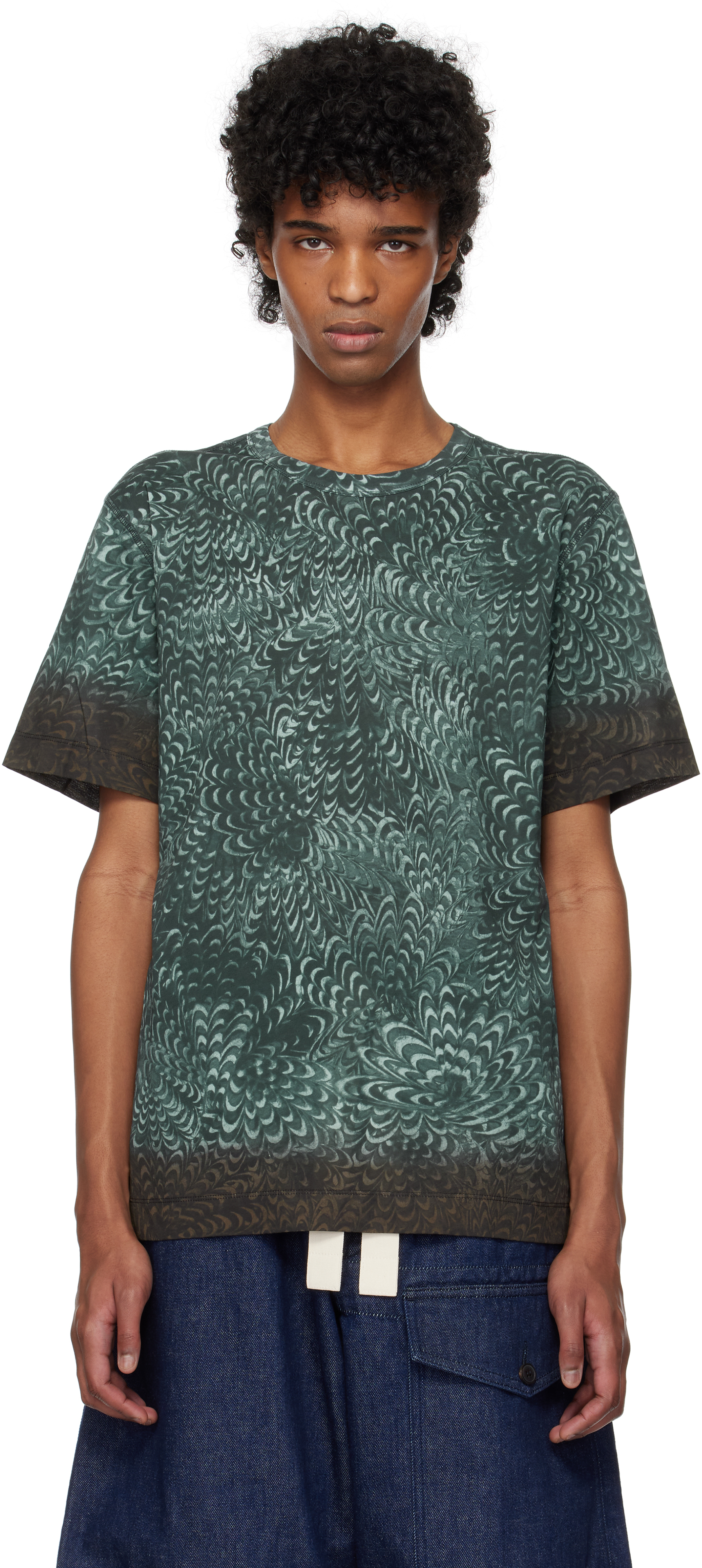 【関税込み】Dries Van Noten ブルー コットン プリントTシャツ Dries Van Notenのブルー コットン プリントTシャツがセール中