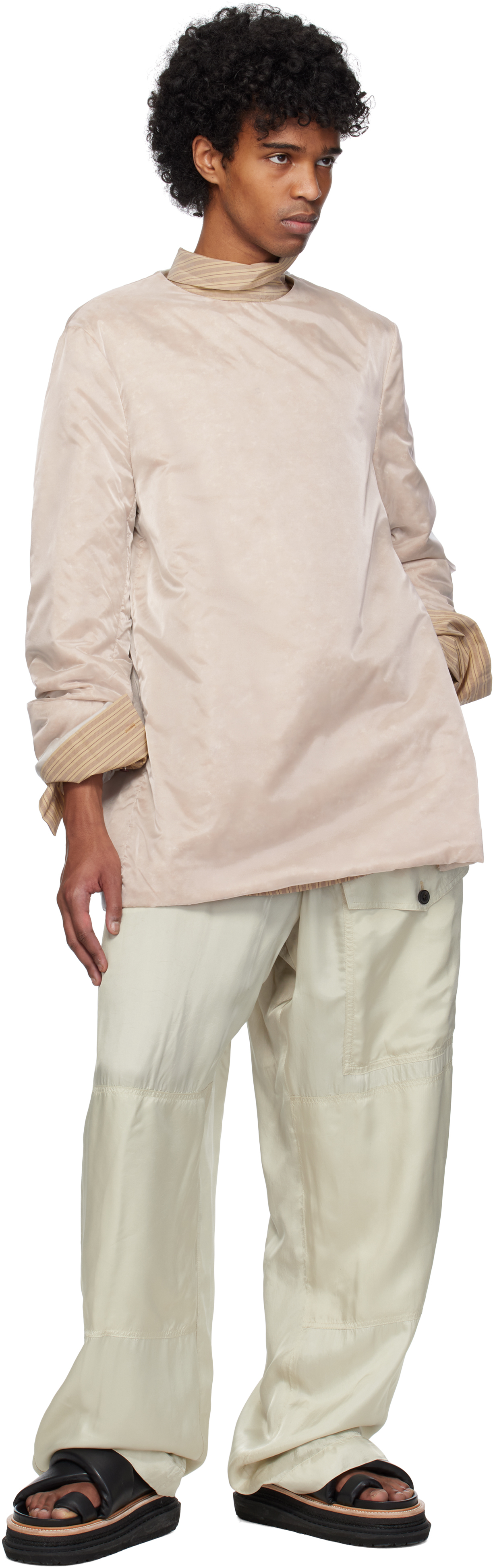 Dries Van Noten Pink Organza Long Sleeve Top In 10 Transparent