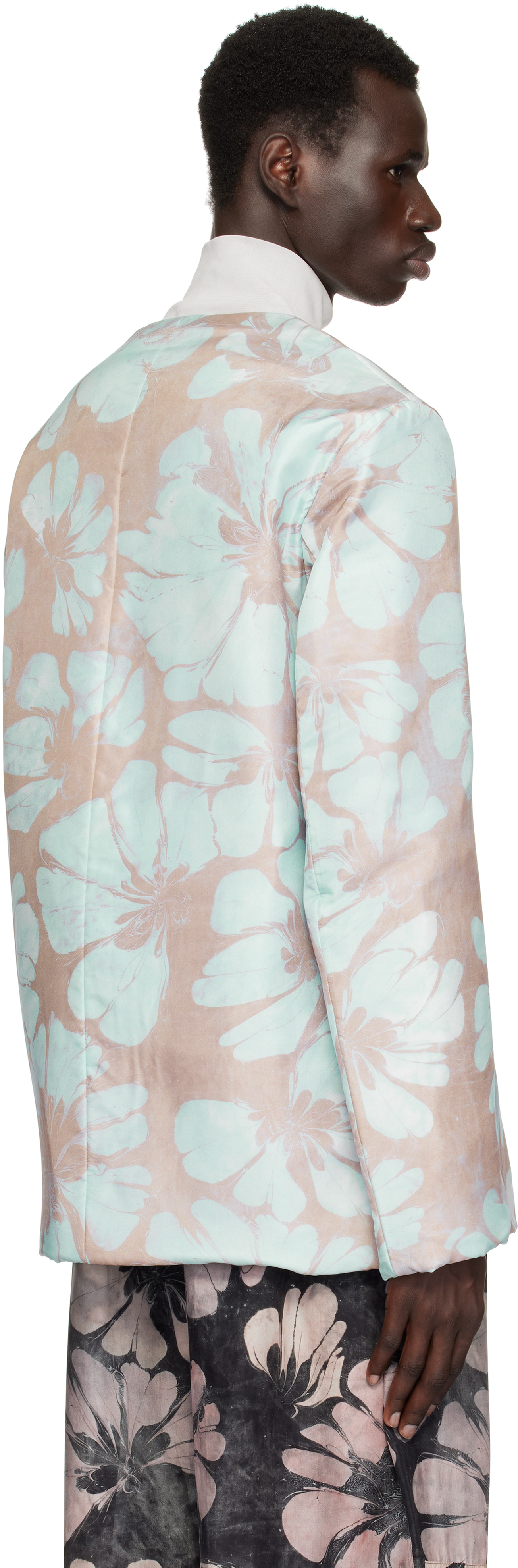 Dries Van Noten Blue & Pink Silk Long Sleeve Top In 562 Pale Blue