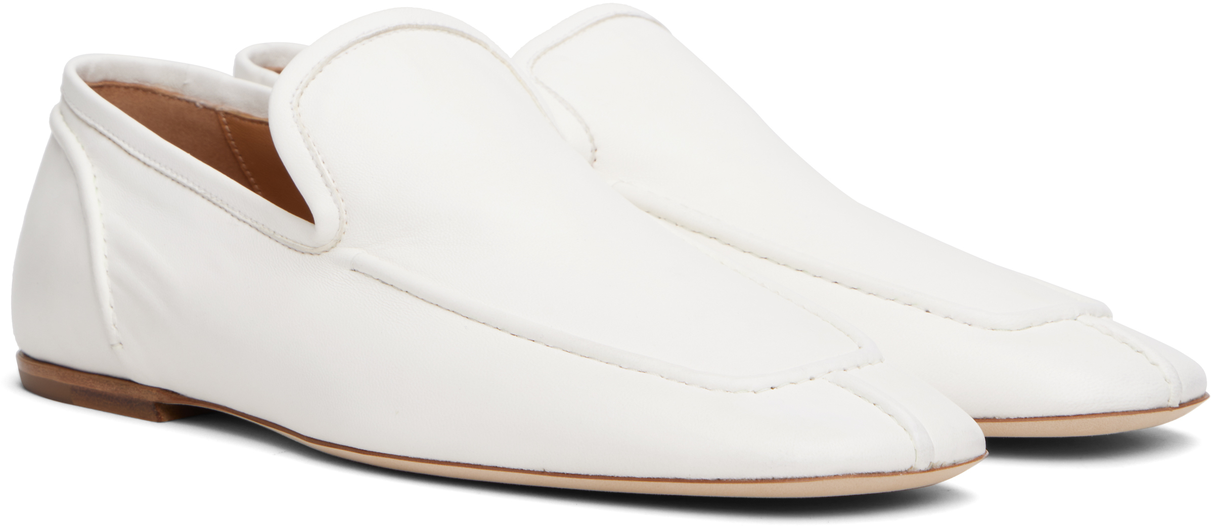 Dries Van Noten White Leather Loafers