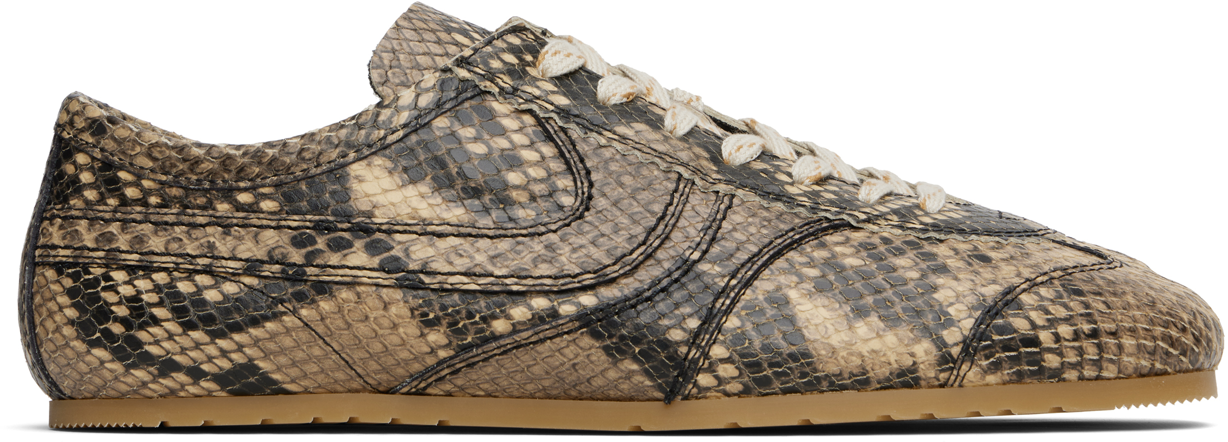 White & Beige Suede Sneakers