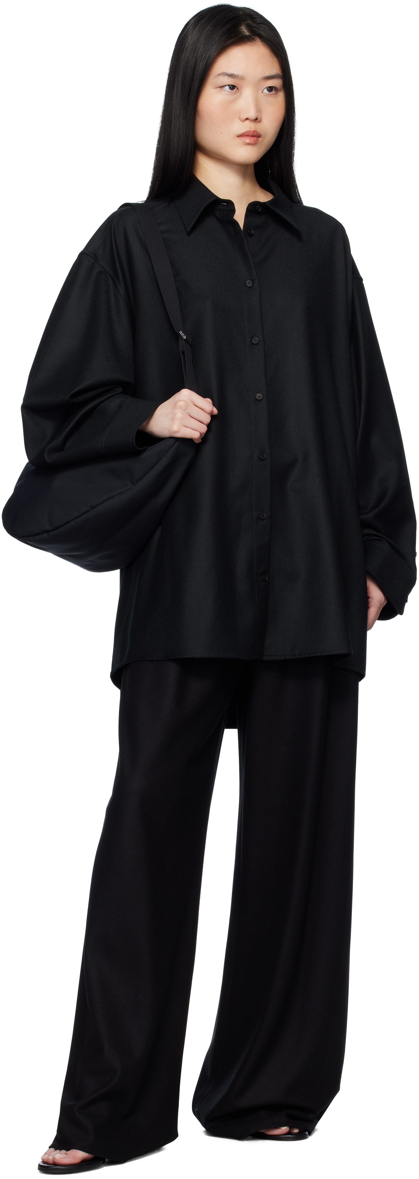 The Row Black Slouchy Banana Pouch In Blpl Black Pld
