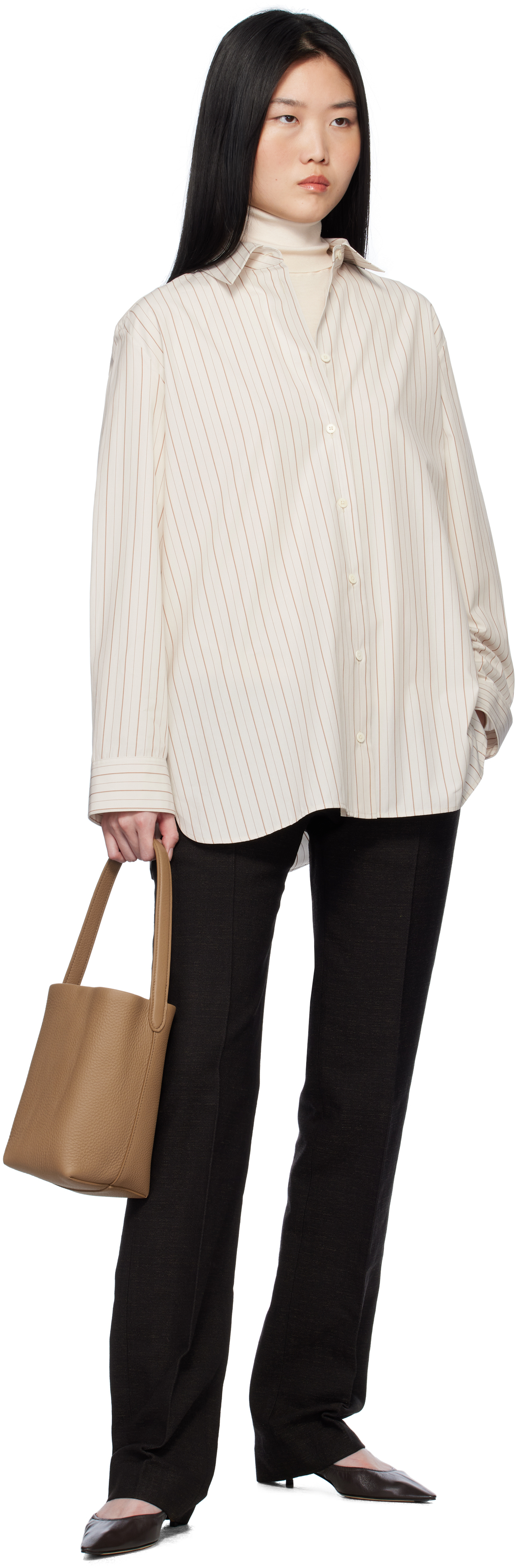 The Row Beige Small N/s Park Tote In Sndp Sandpit