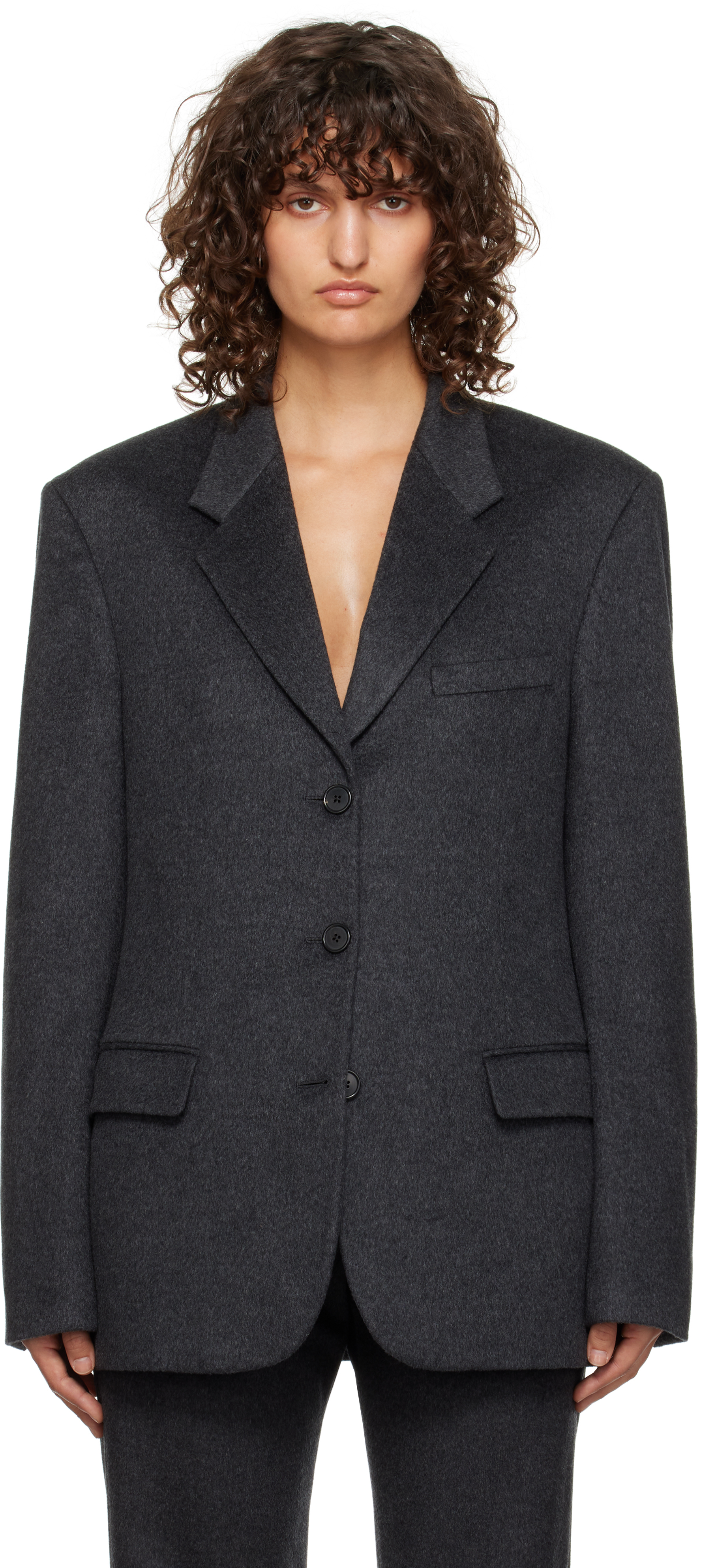 Nat Jacket Grey in Silk and Linen – The Row