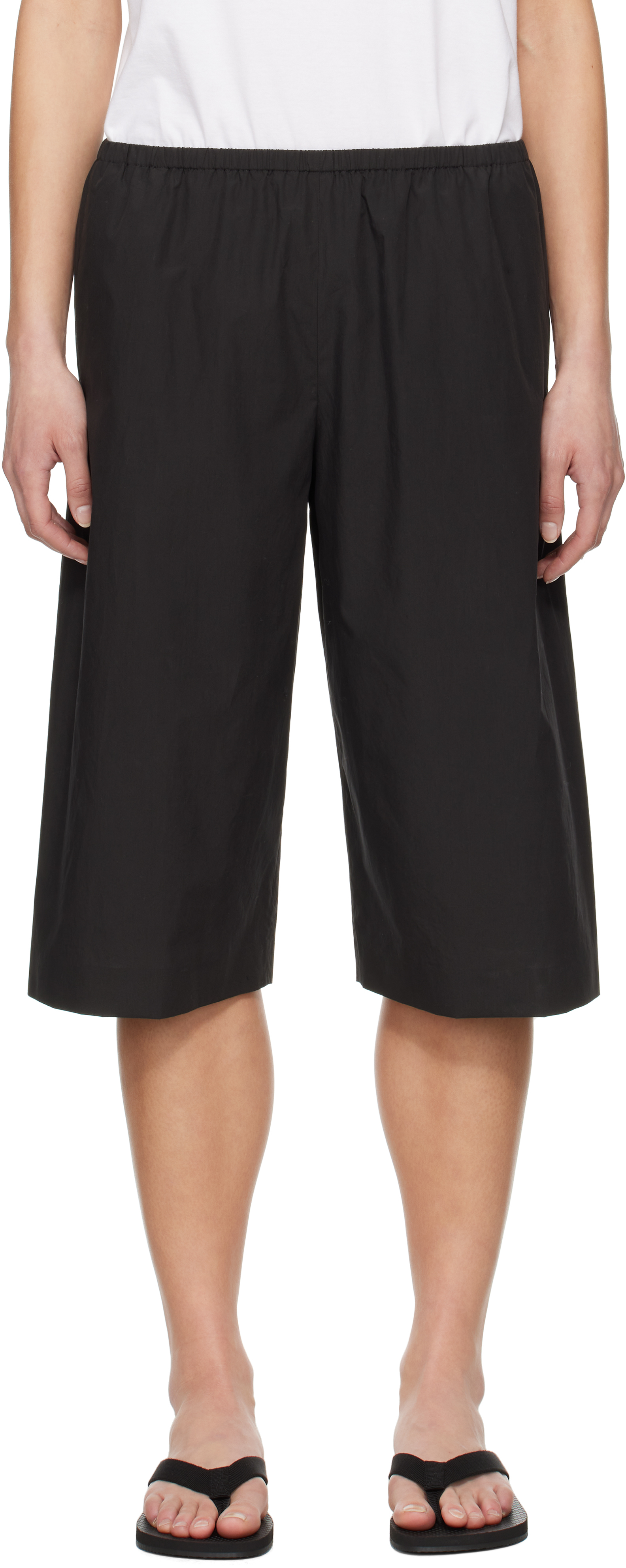 The Row Black Eliot Shorts In Blk Black