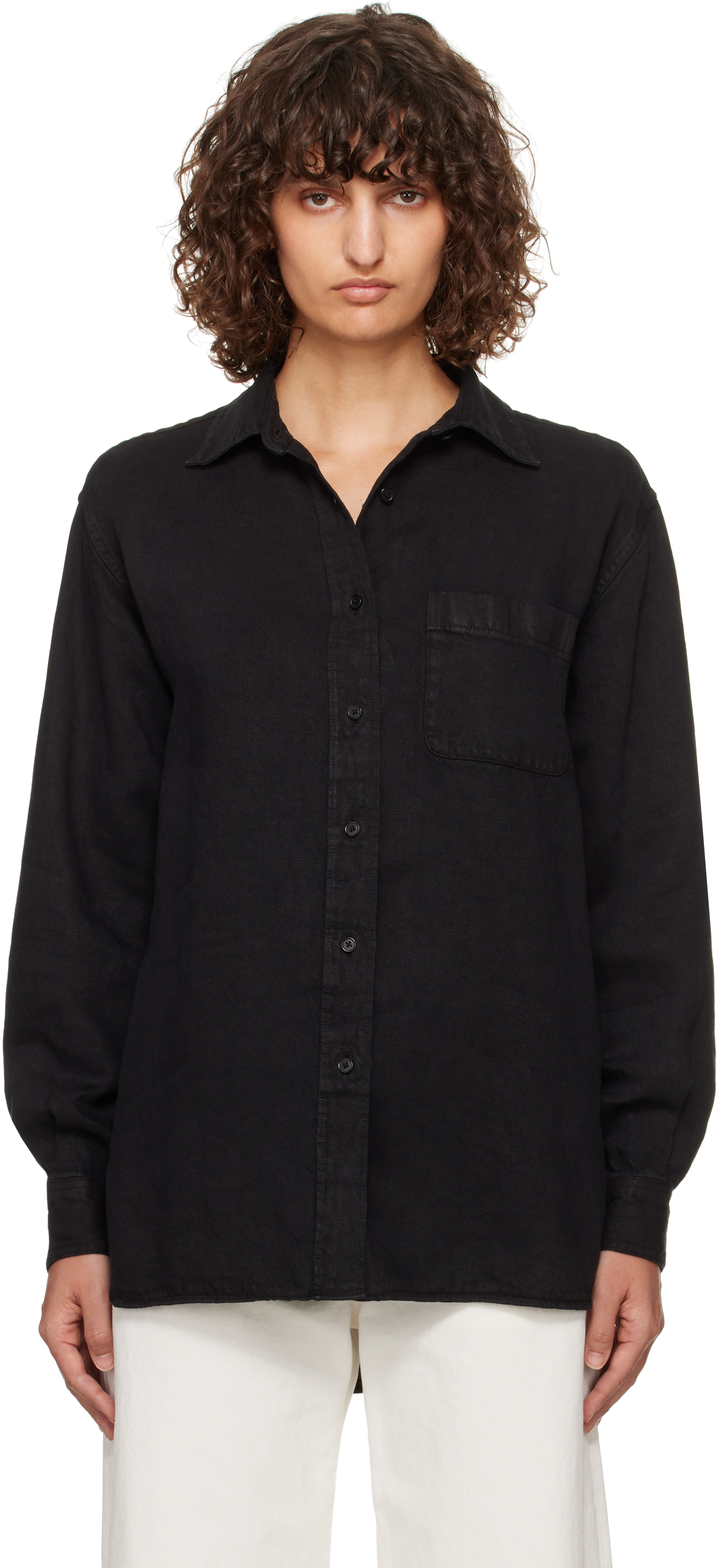 The Row: Black Nesson Denim Shirt | SSENSE