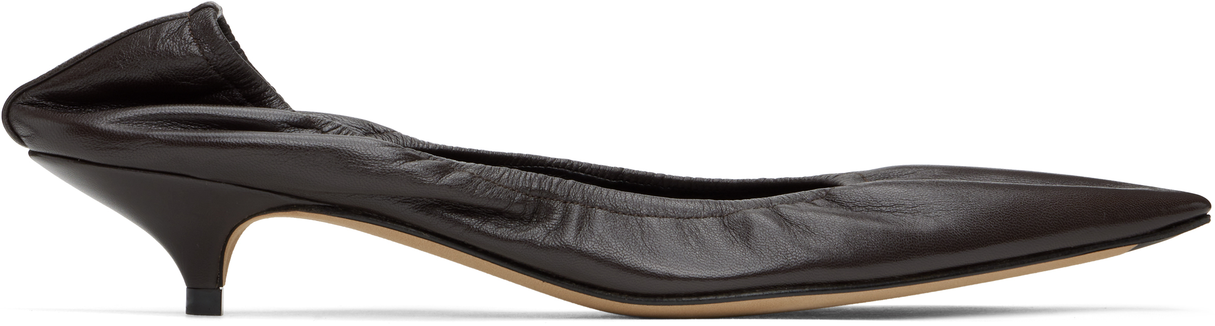 THE ROW BROWN LIISA KITTEN HEELS