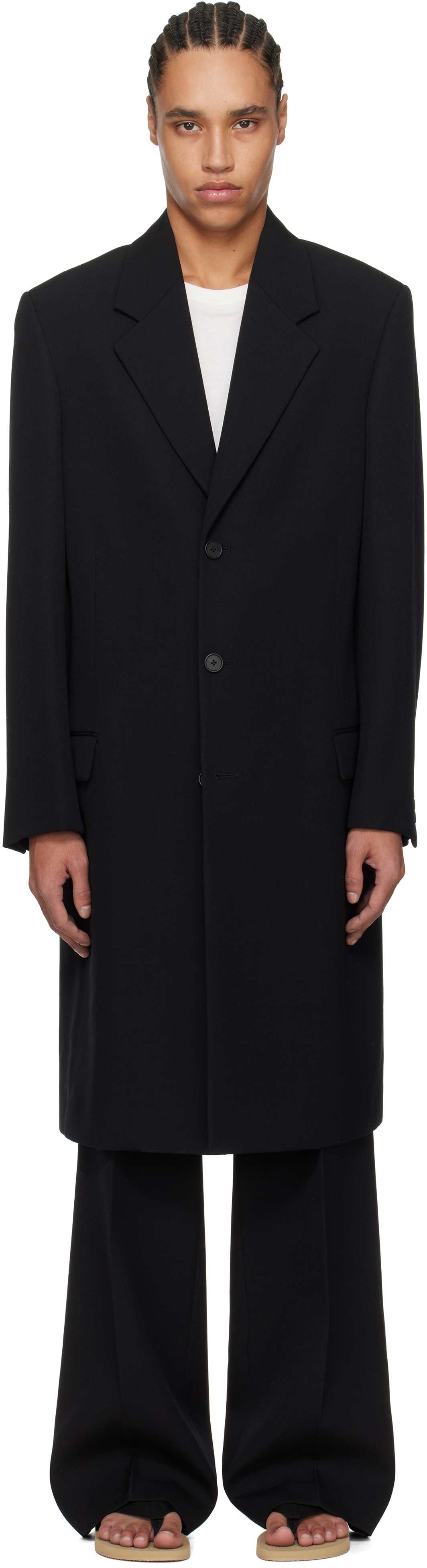 The Row Black Cortlandt Coat In Blk Black