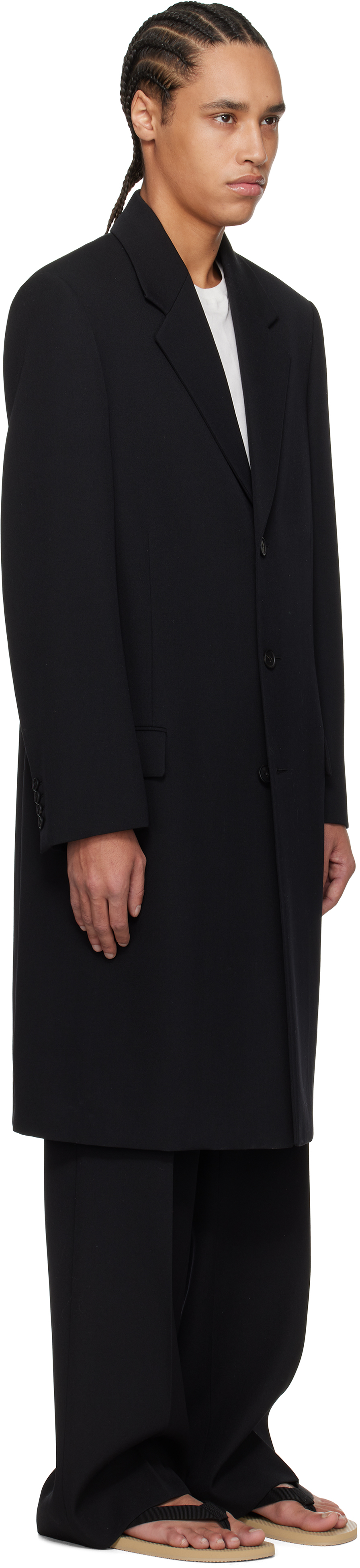 The Row Black Cortlandt Coat In Blk Black