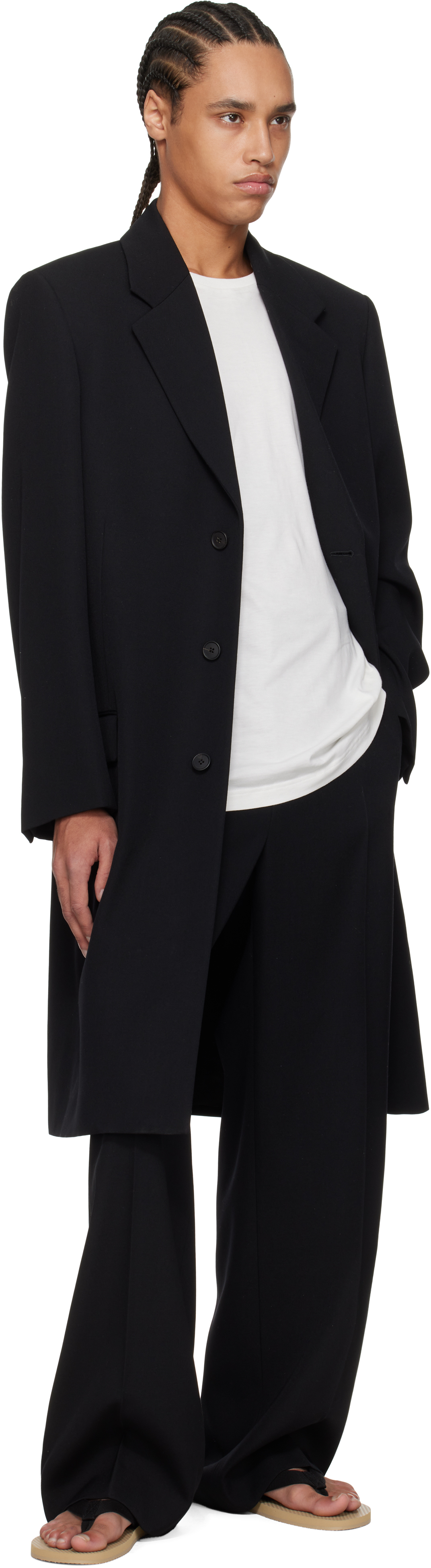 The Row Black Cortlandt Coat In Blk Black
