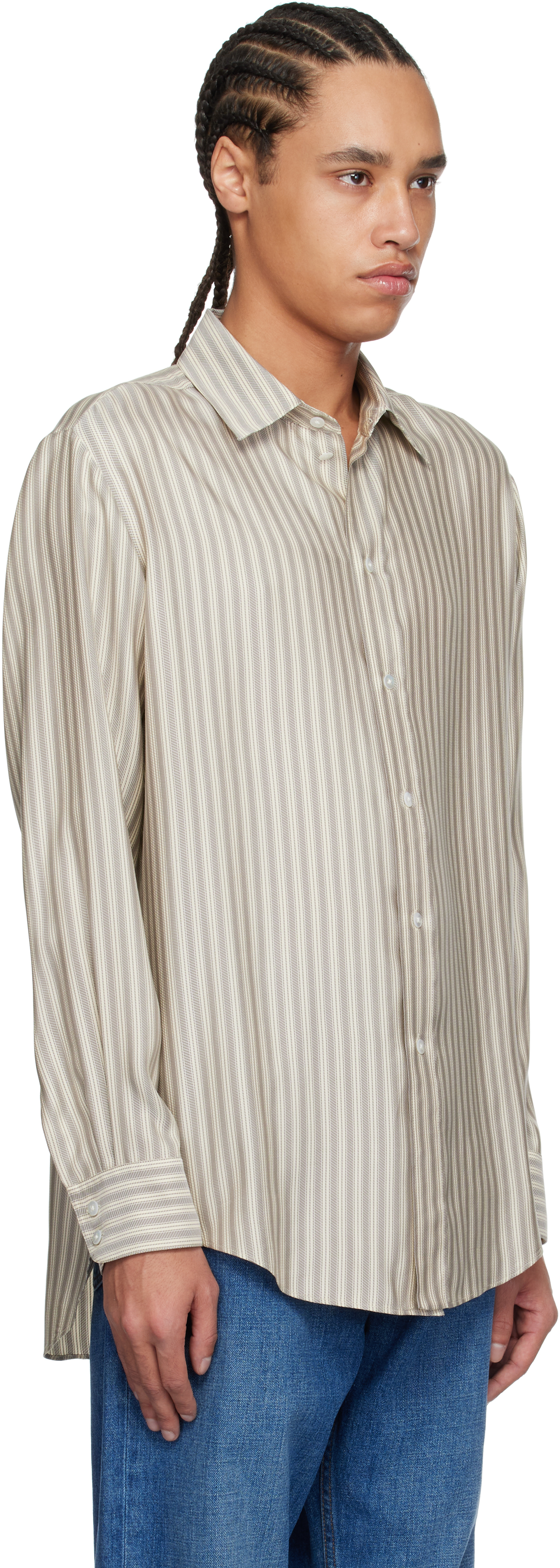 Shop The Row Off-white Luigi Shirt In Biw Beige/brown