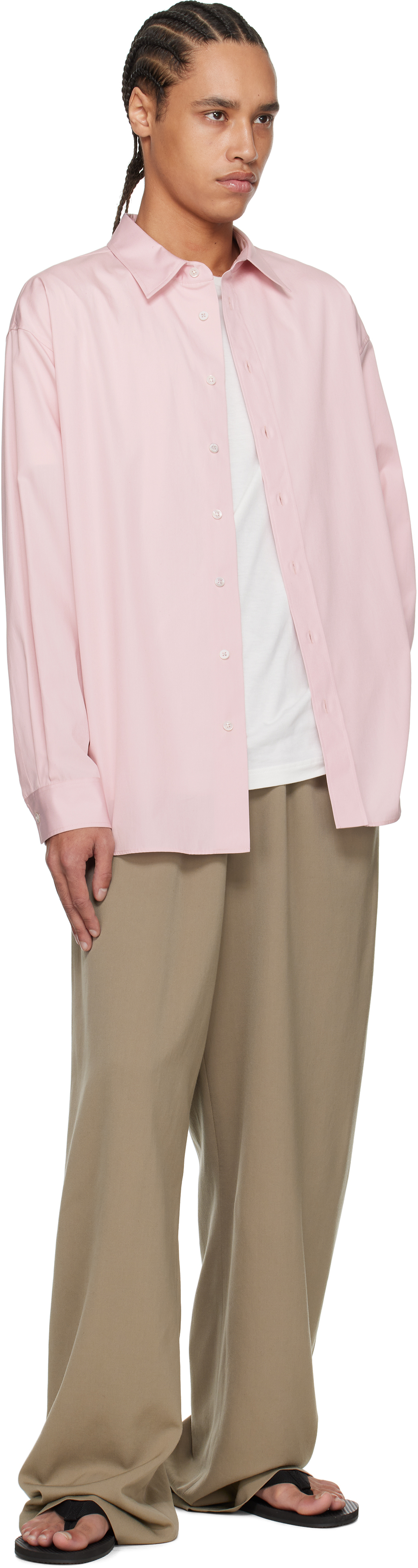 The Row Penn Cotton Poplin Shirt In Pnk Pink