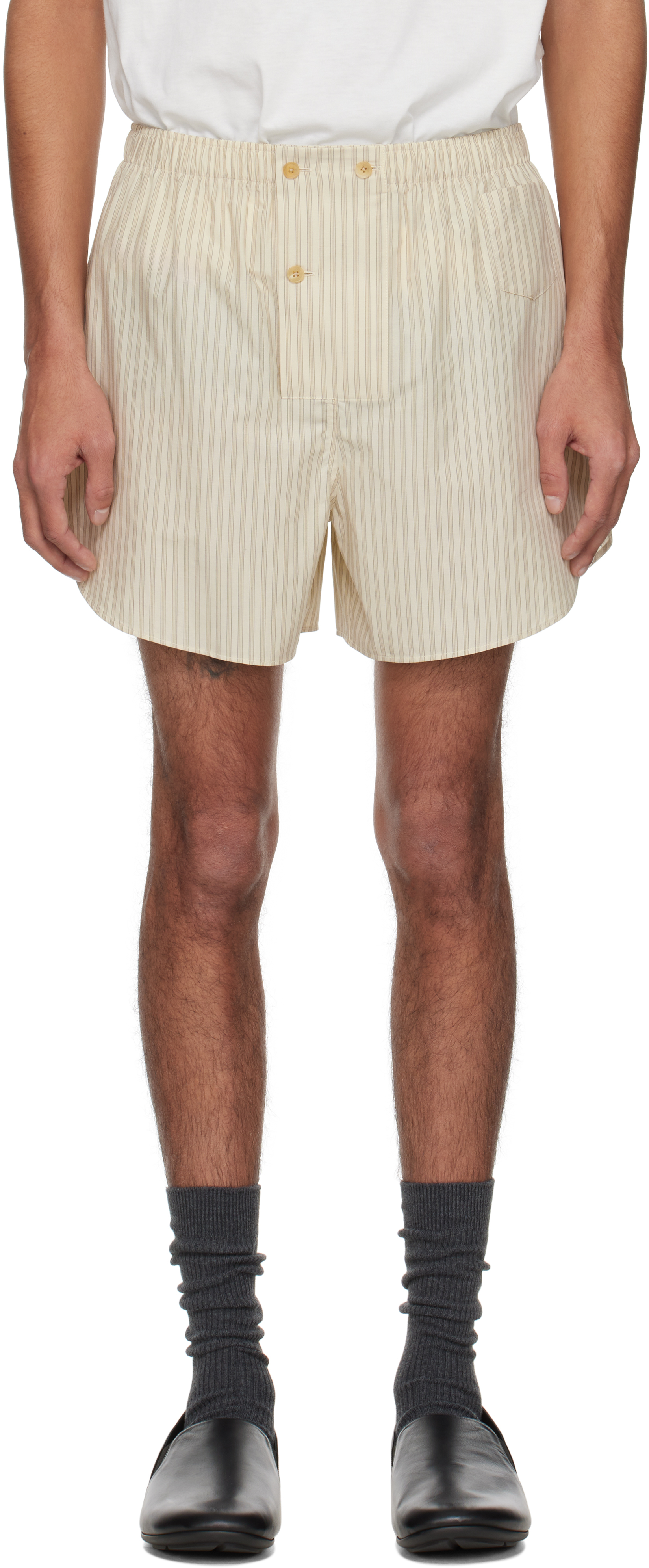 The Row Off-white & Green Nicasio Shorts In Sgh Sage Tint / Grap