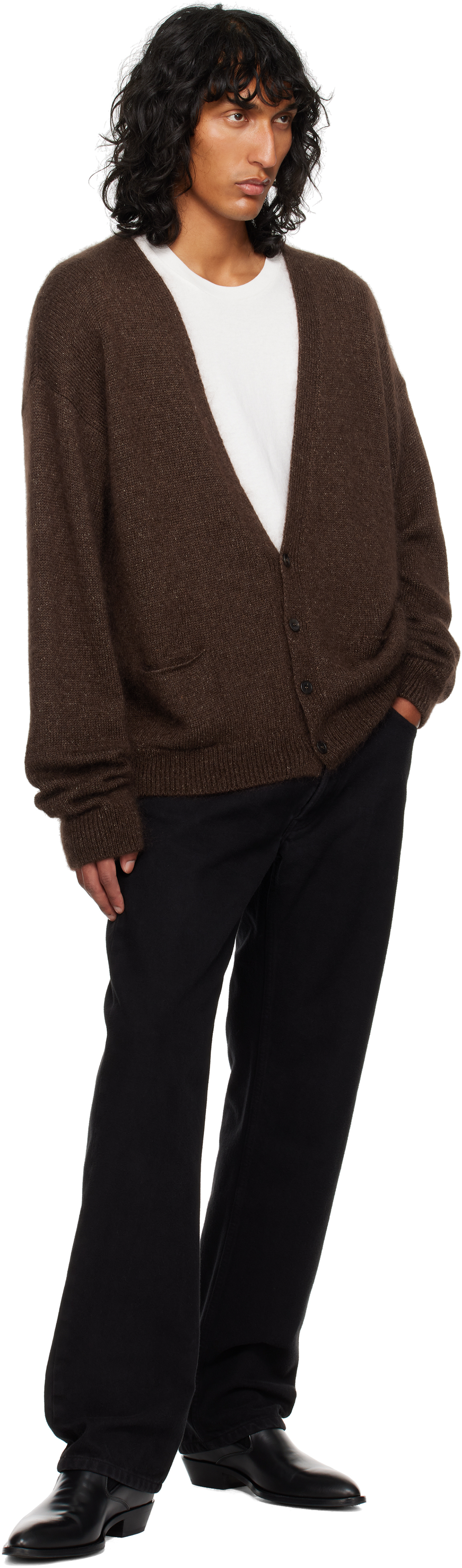 The Row Brown Howser Cardigan In Brm Brown Melange