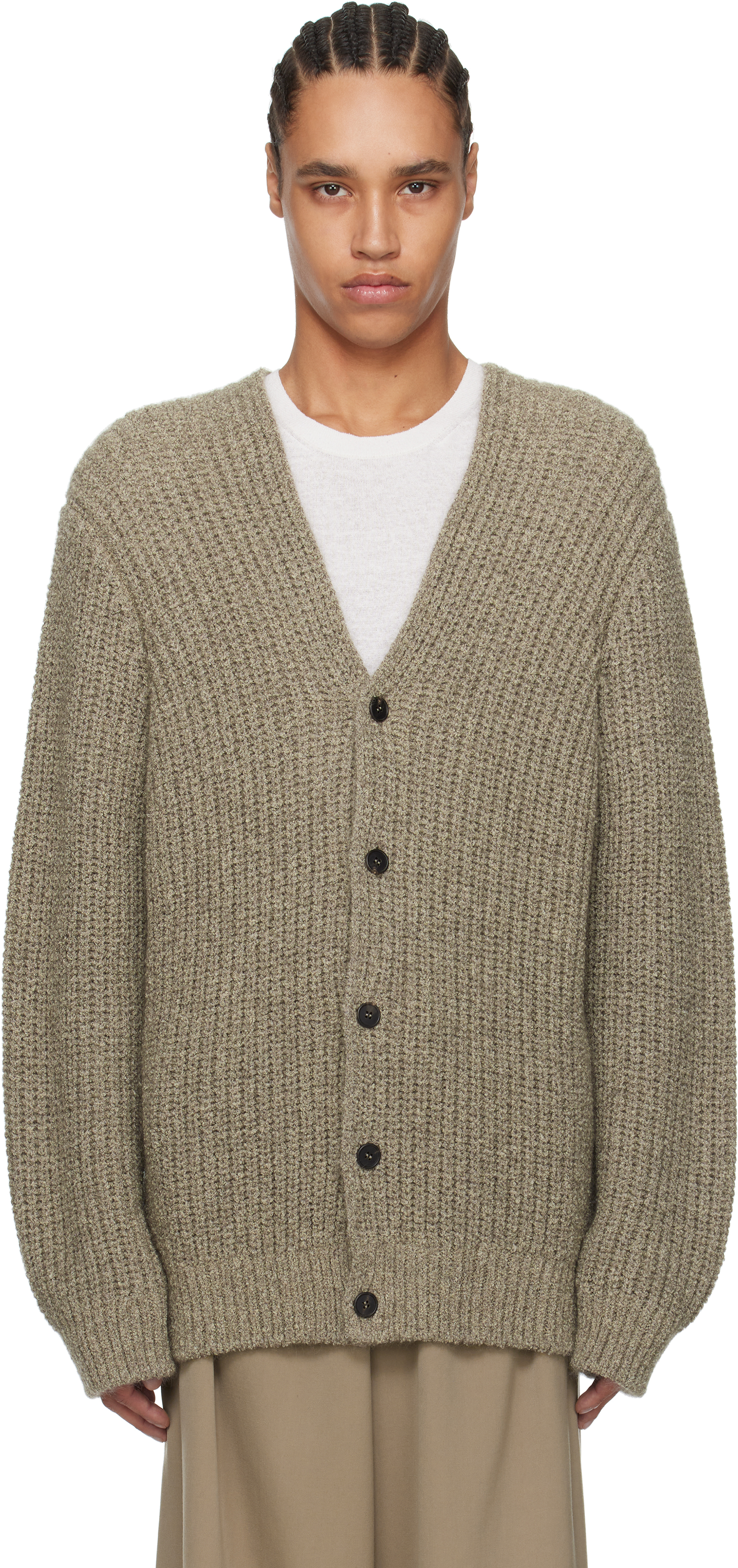 The Row Khaki Gert Cardigan In Mlg Military Green