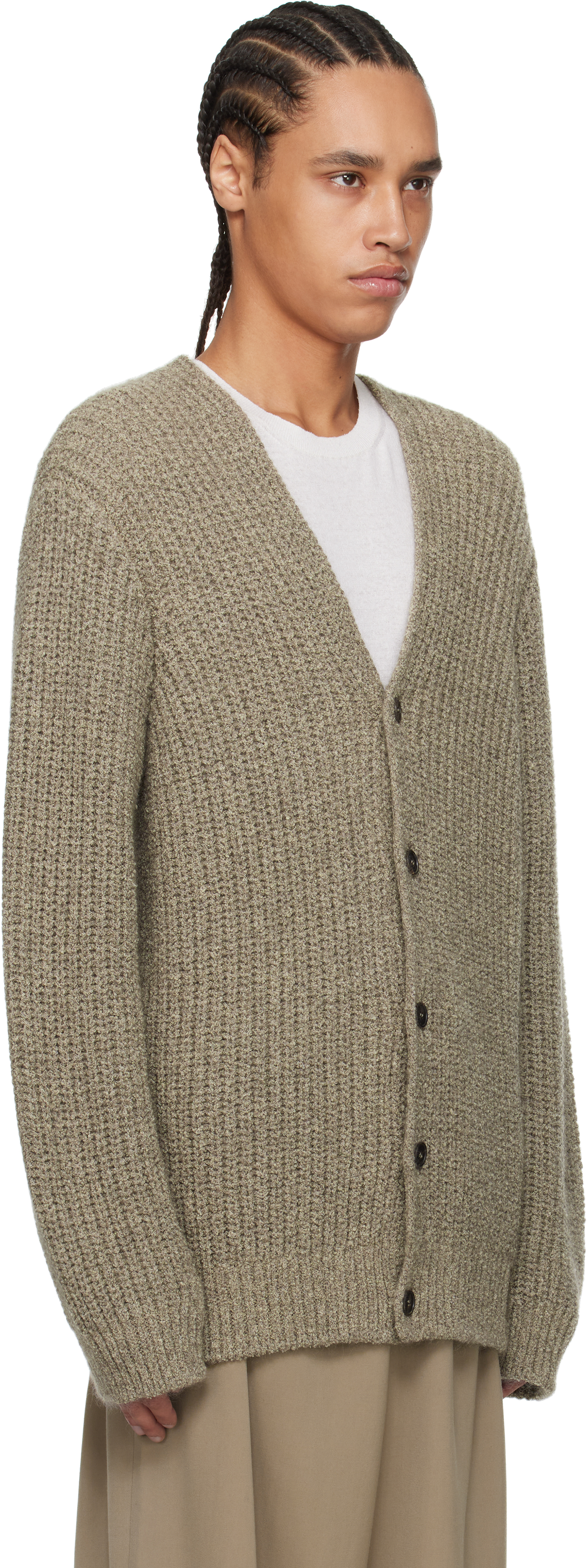 The Row Khaki Gert Cardigan In Mlg Military Green