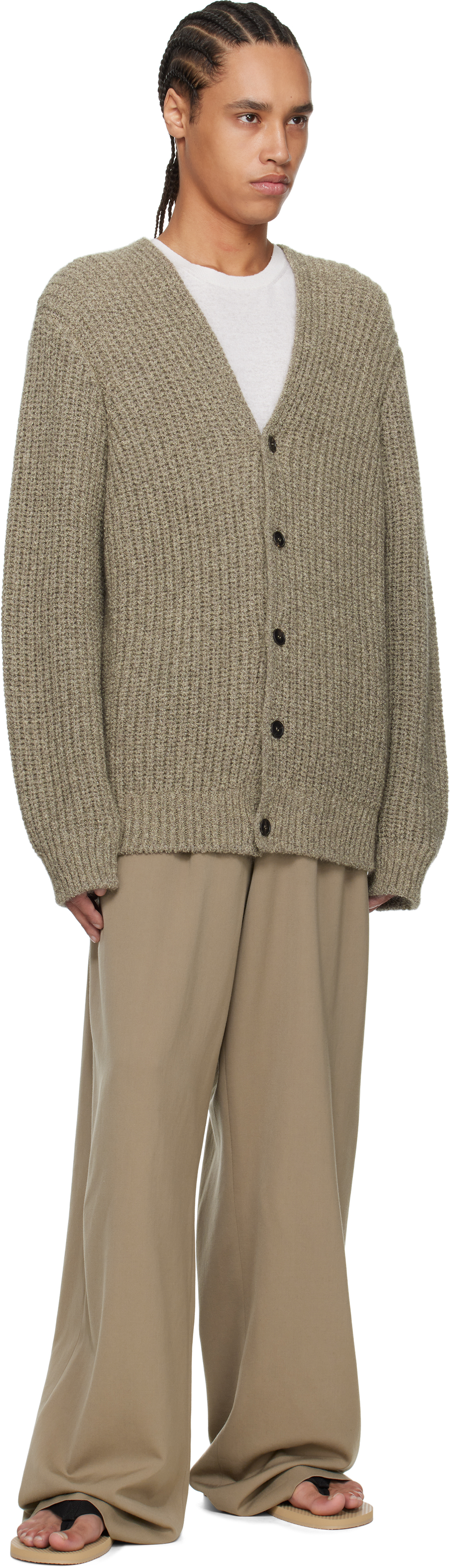 The Row Khaki Gert Cardigan In Mlg Military Green
