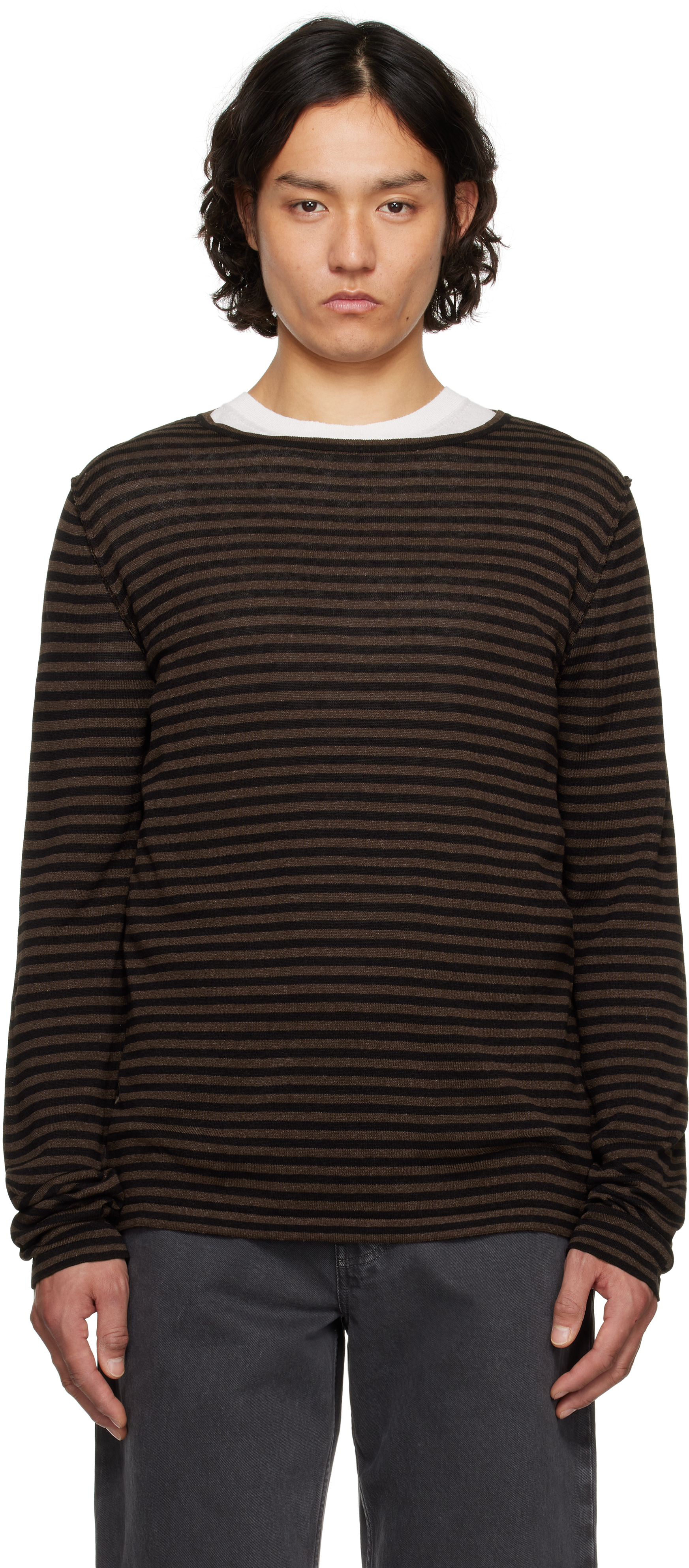 The Row Lillard Sweater In Blr Black/brown Stri