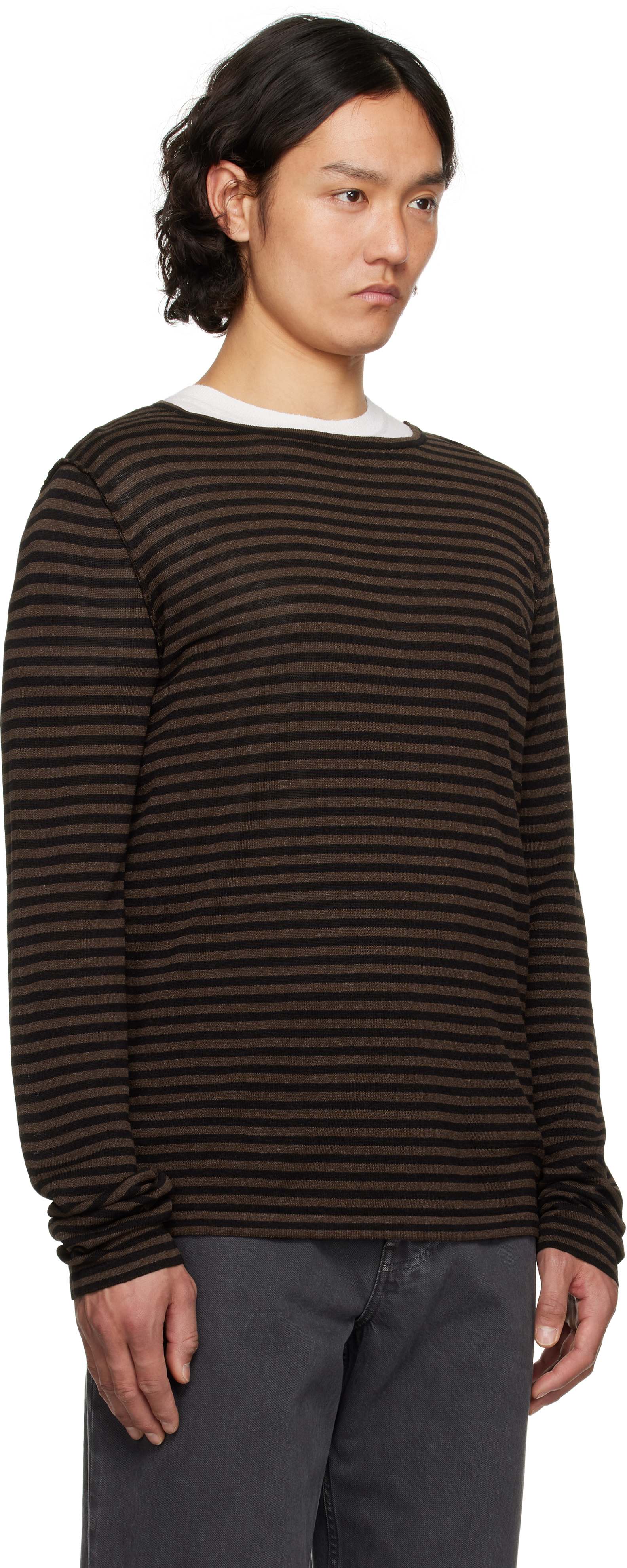 The Row Lillard Sweater In Blr Black/brown Stri