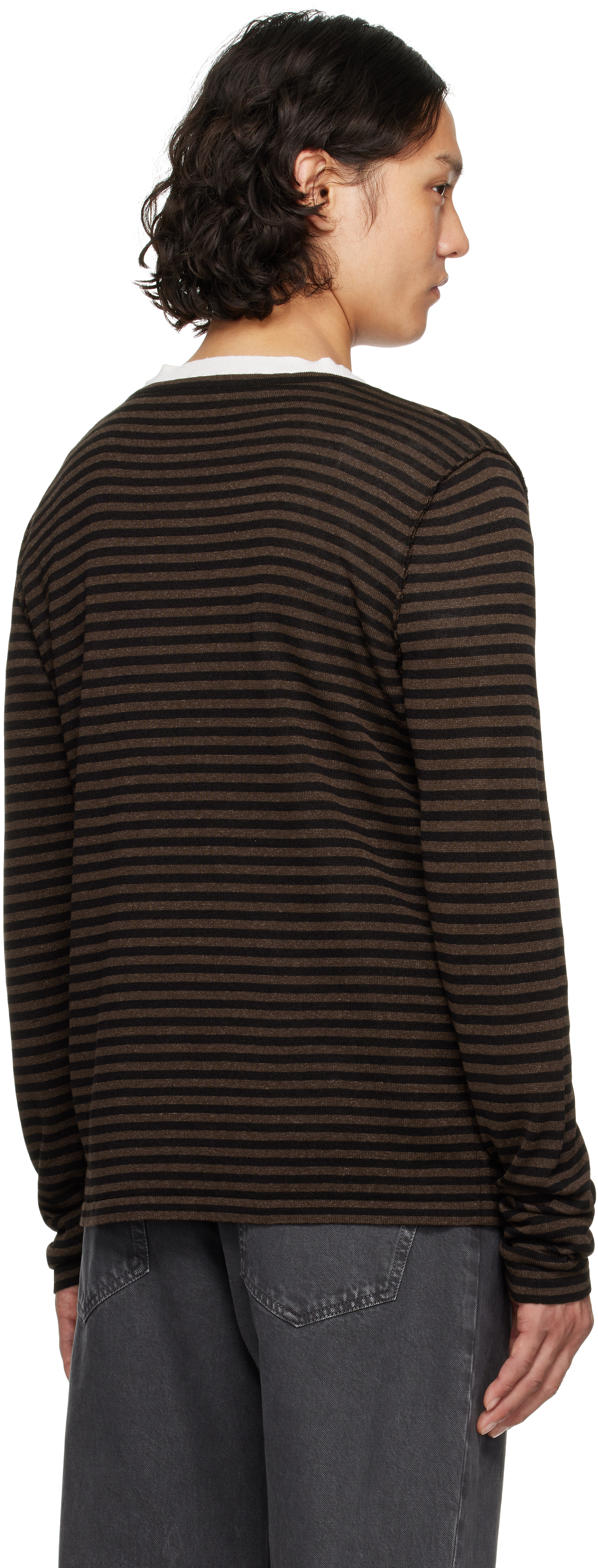 The Row Lillard Sweater In Blr Black/brown Stri