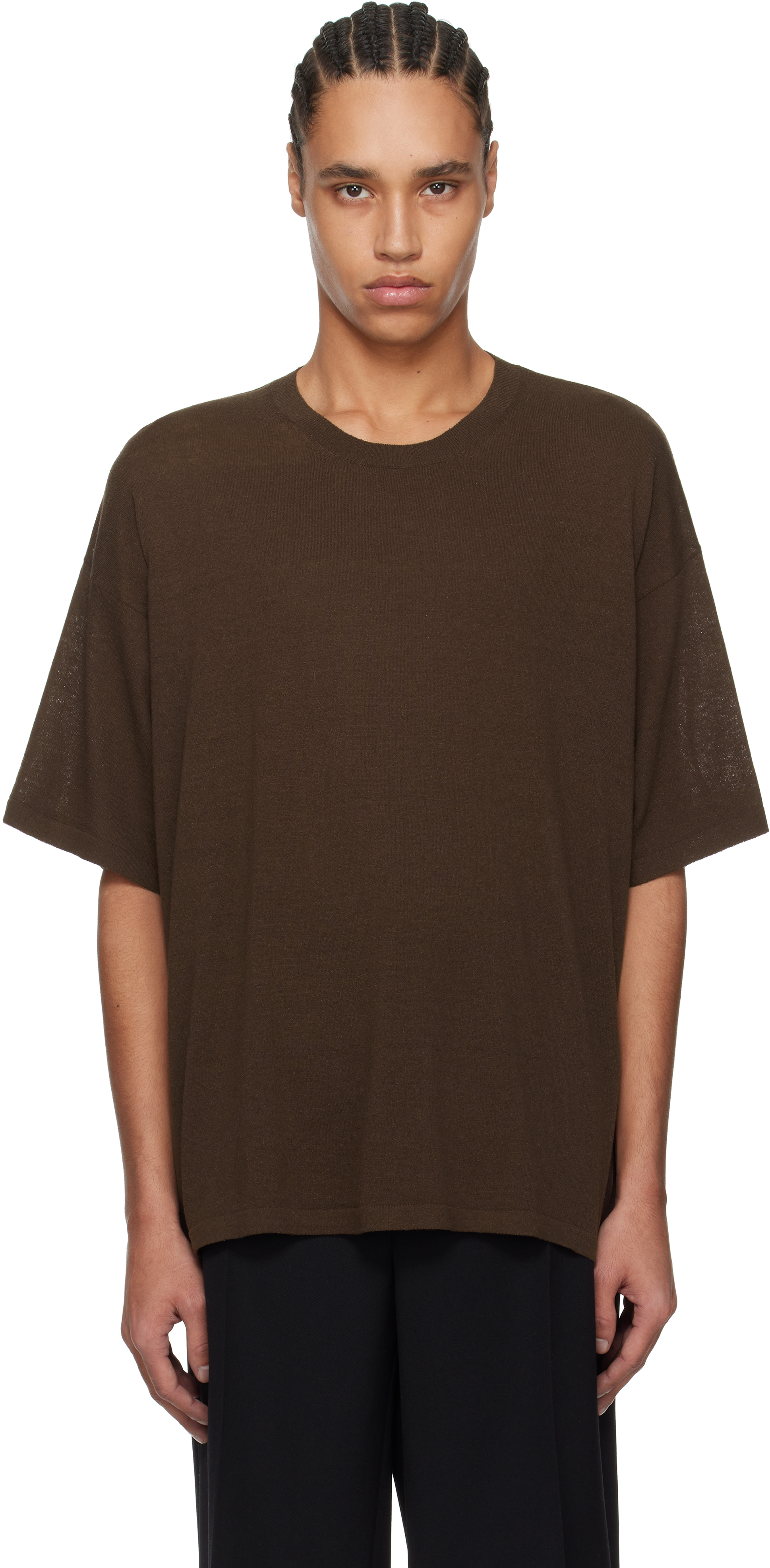 The Row Stockton Silk-blend Bourette T-shirt In Cho Chocolate